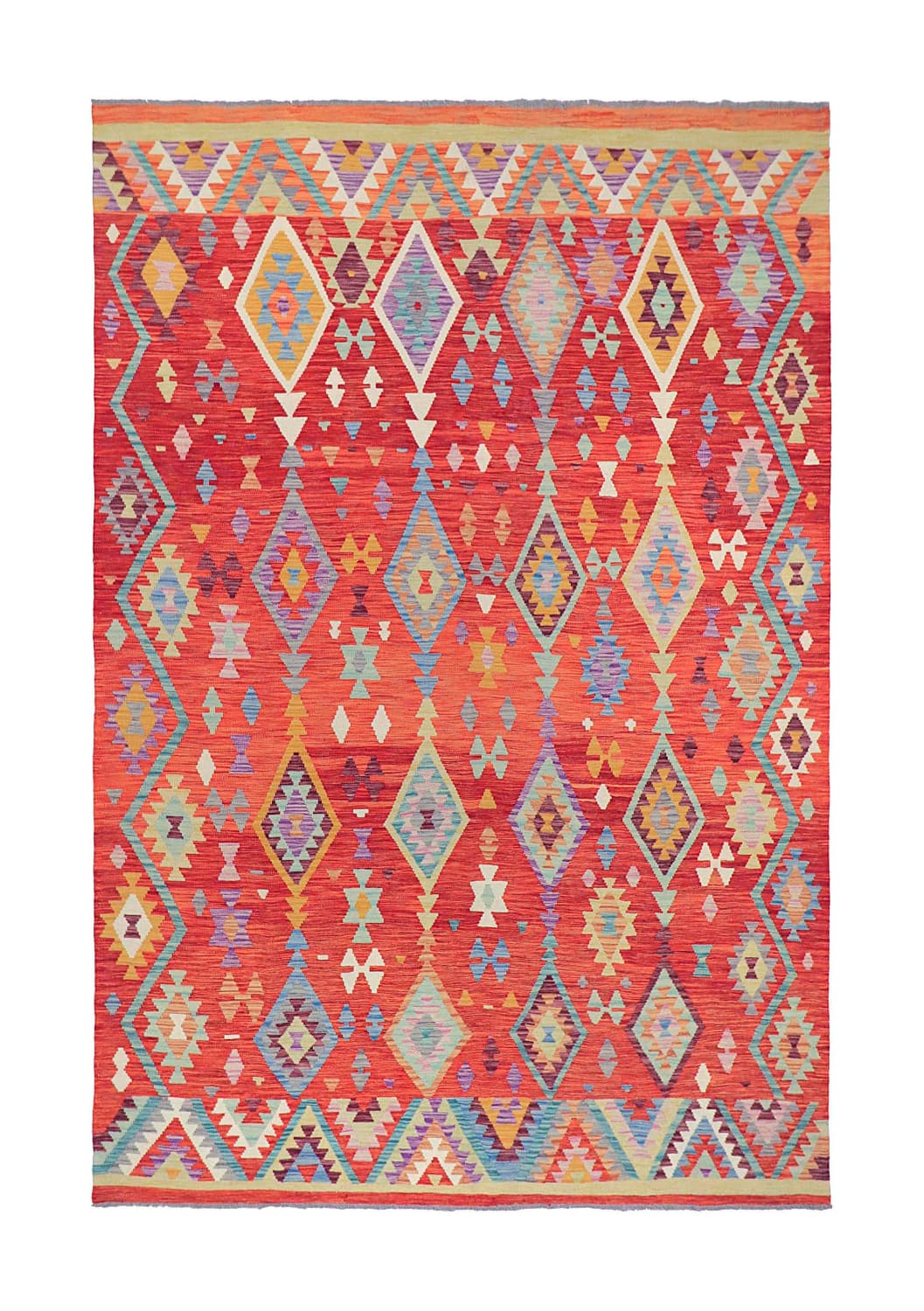 Orientalisk Matta - Vegi Kelim Hand Woven - 203 x 299 cm (Storlek: 203 x 299 cm)