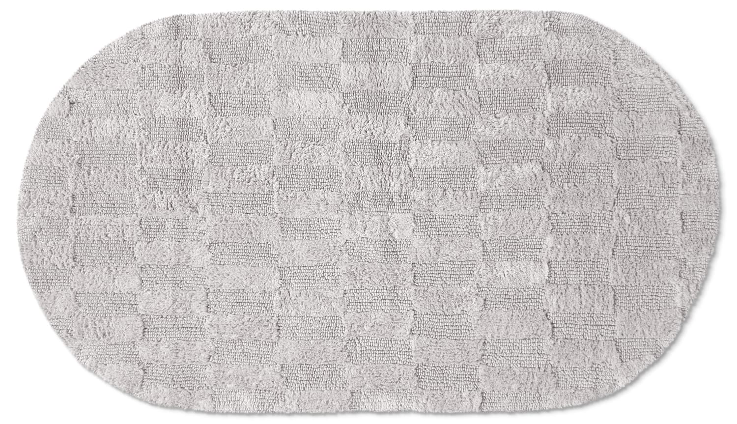 Oval badrumsmatta - Bevin (ljusgrå) (Storlek: 80 x 140 cm)