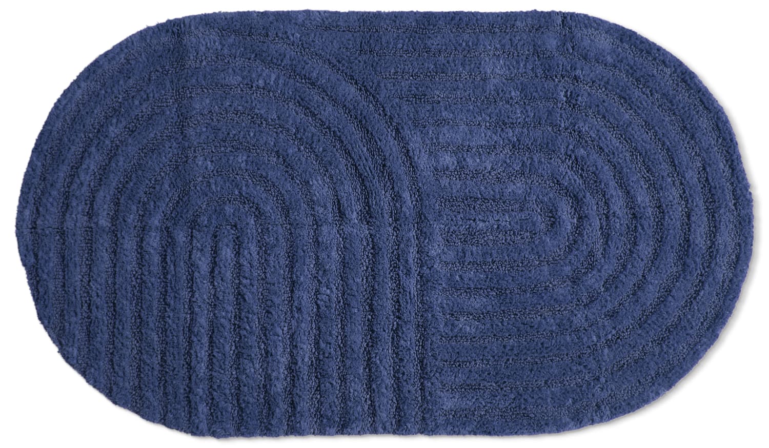Oval badrumsmatta - Embla (blå) (Storlek: 80 x 140 cm)