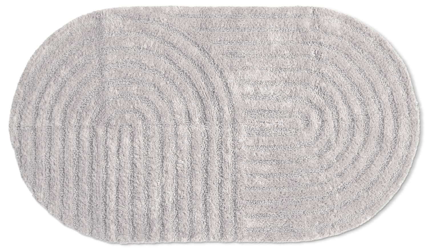 Oval badrumsmatta - Embla (ljusgrå) (Storlek: 80 x 140 cm)