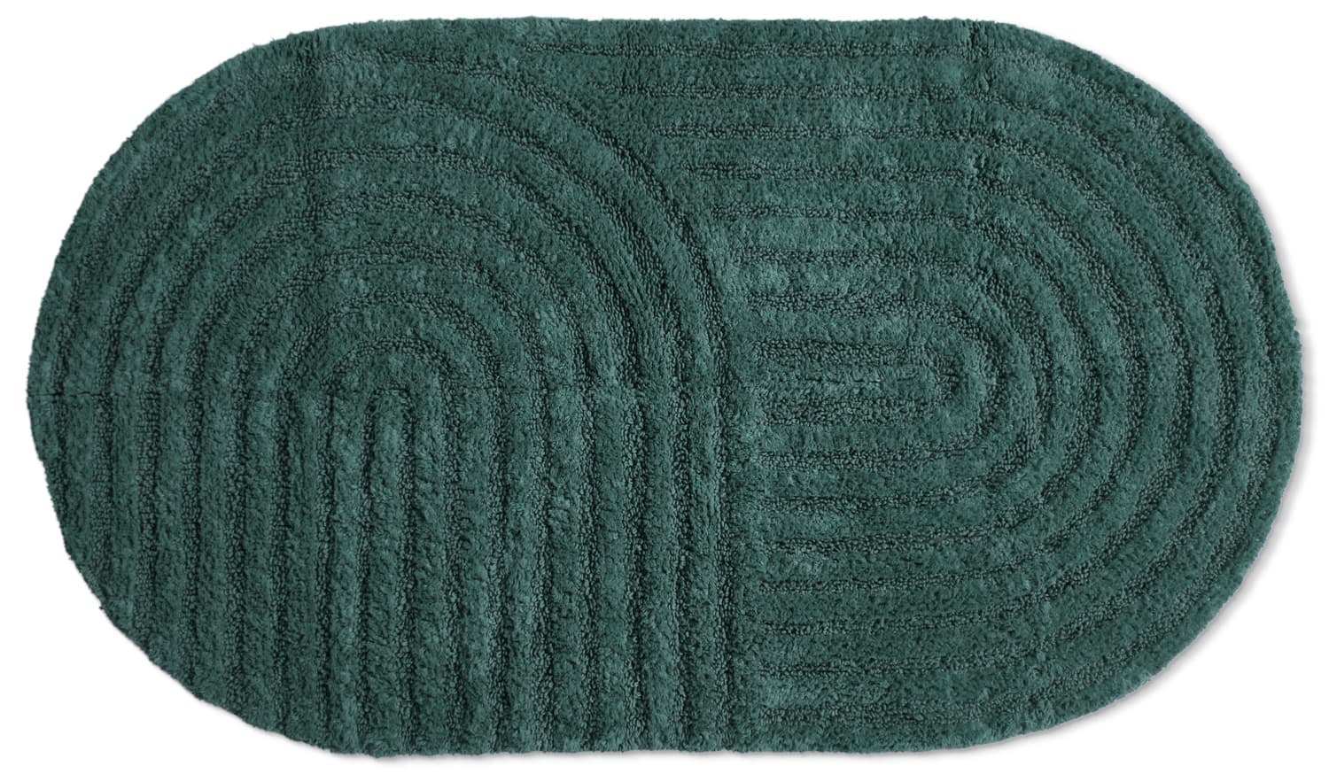 Oval badrumsmatta - Embla (mörkgrön) (Storlek: 80 x 140 cm)