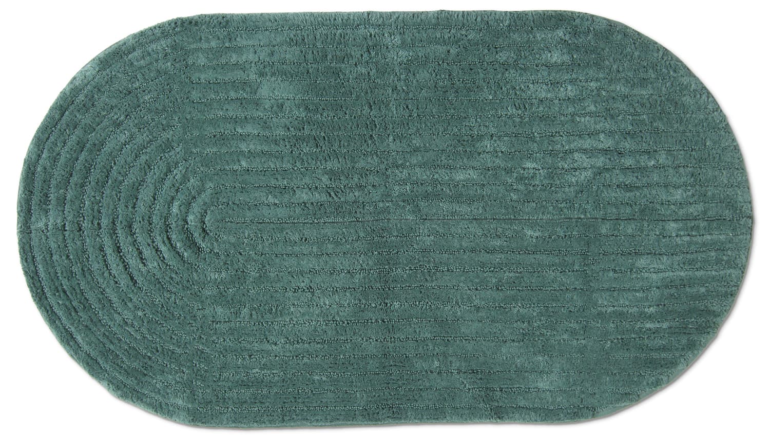 Oval badrumsmatta - Evena (mörkgrön) (Storlek: 80 x 140 cm)