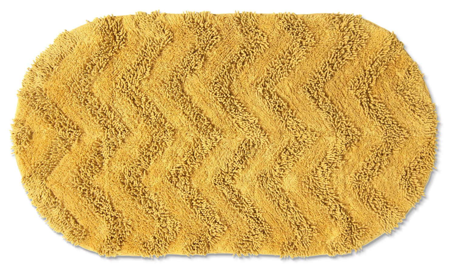 Oval badrumsmatta - Tressa (gul) (Storlek: 80 x 140 cm)