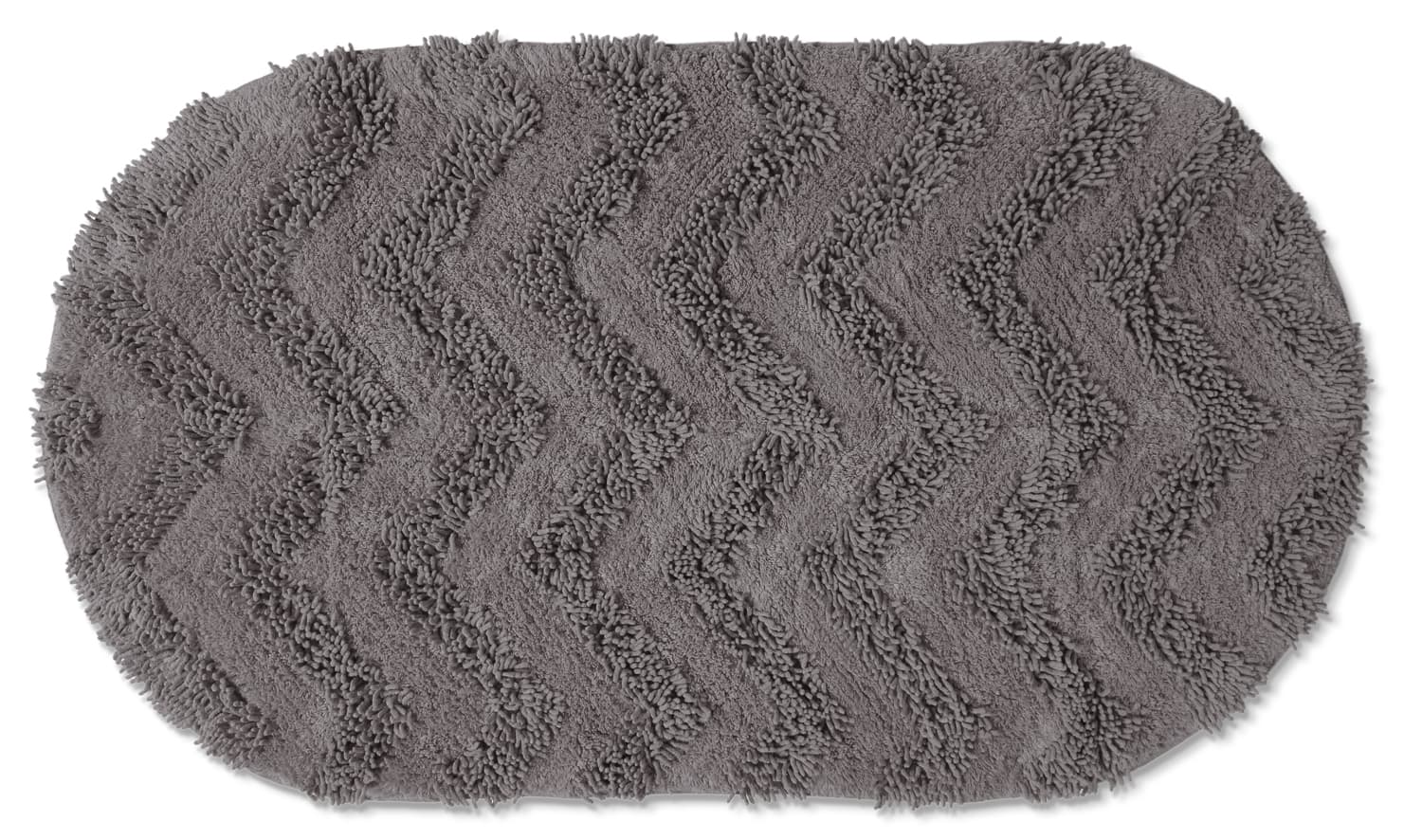 Oval badrumsmatta - Tressa (mörkgrå) (Storlek: 80 x 140 cm)