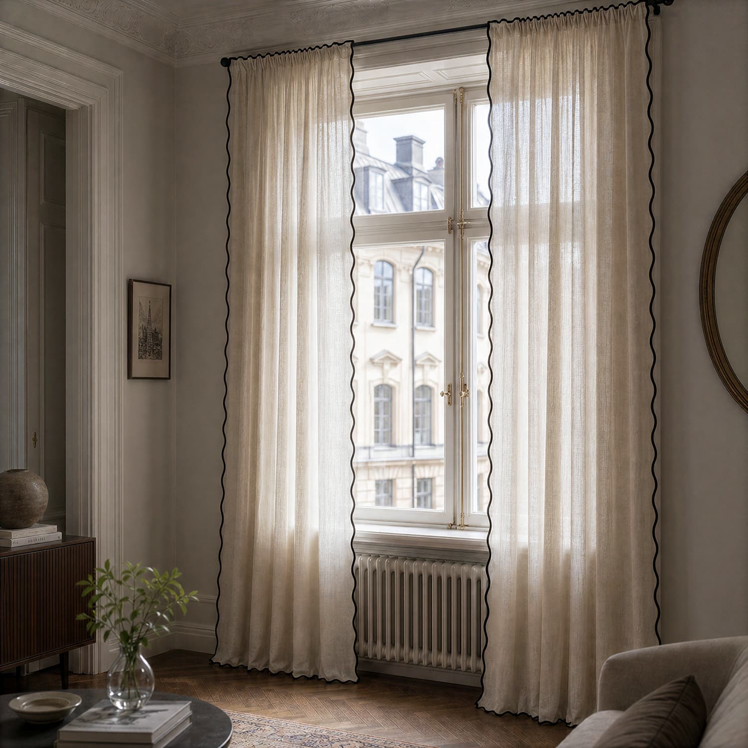 Gardiner 2-Pack - Bomullsgardin Yrsa (ljusbeige) (Storlek: 140 x 250 cm)