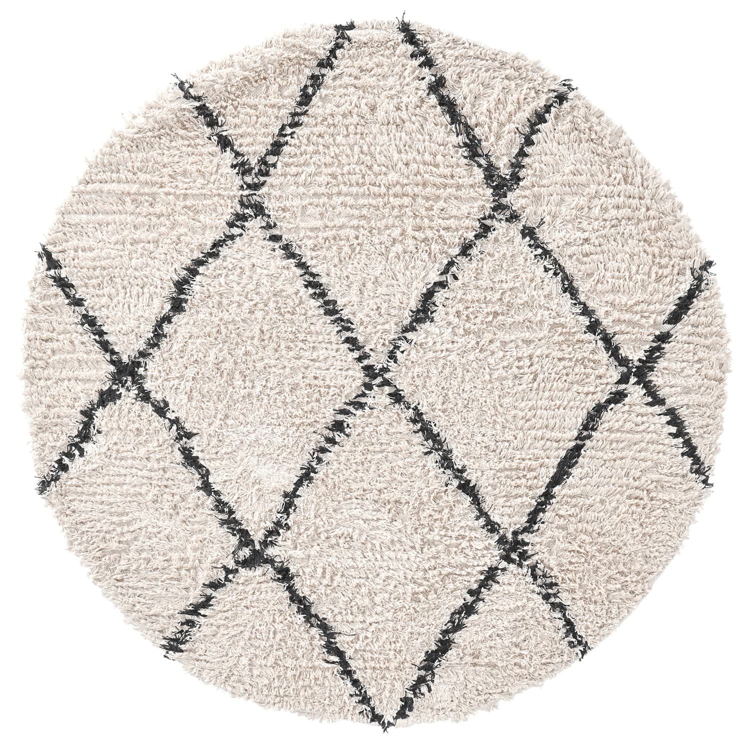 Rund matta - Alcott Natural Cotton Shaggy (svart/vit) (Storlek: Ø 160 cm)