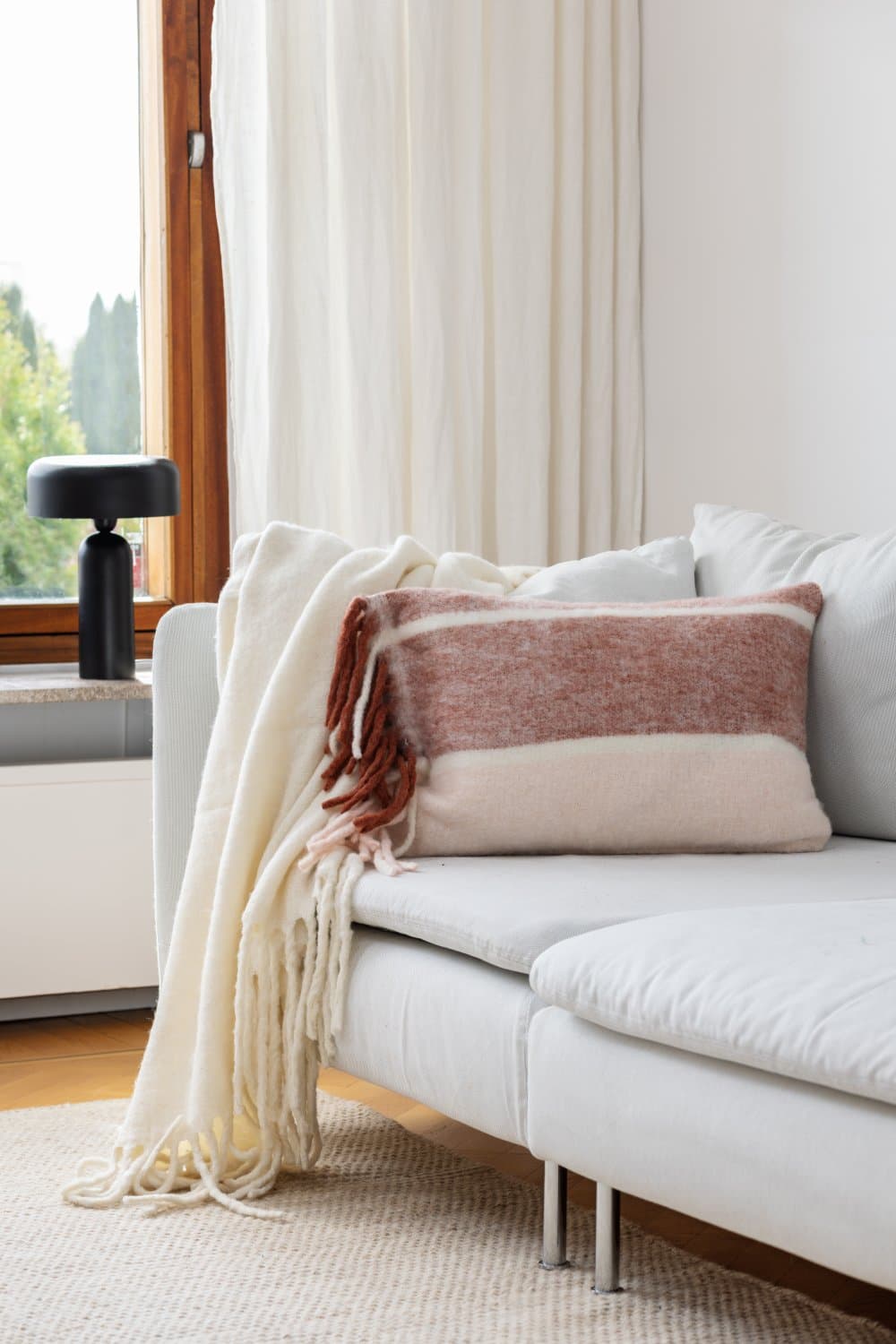Kuddfodral i ullmix - Charlotte (rosa) (Storlek: 40 x 60 cm)