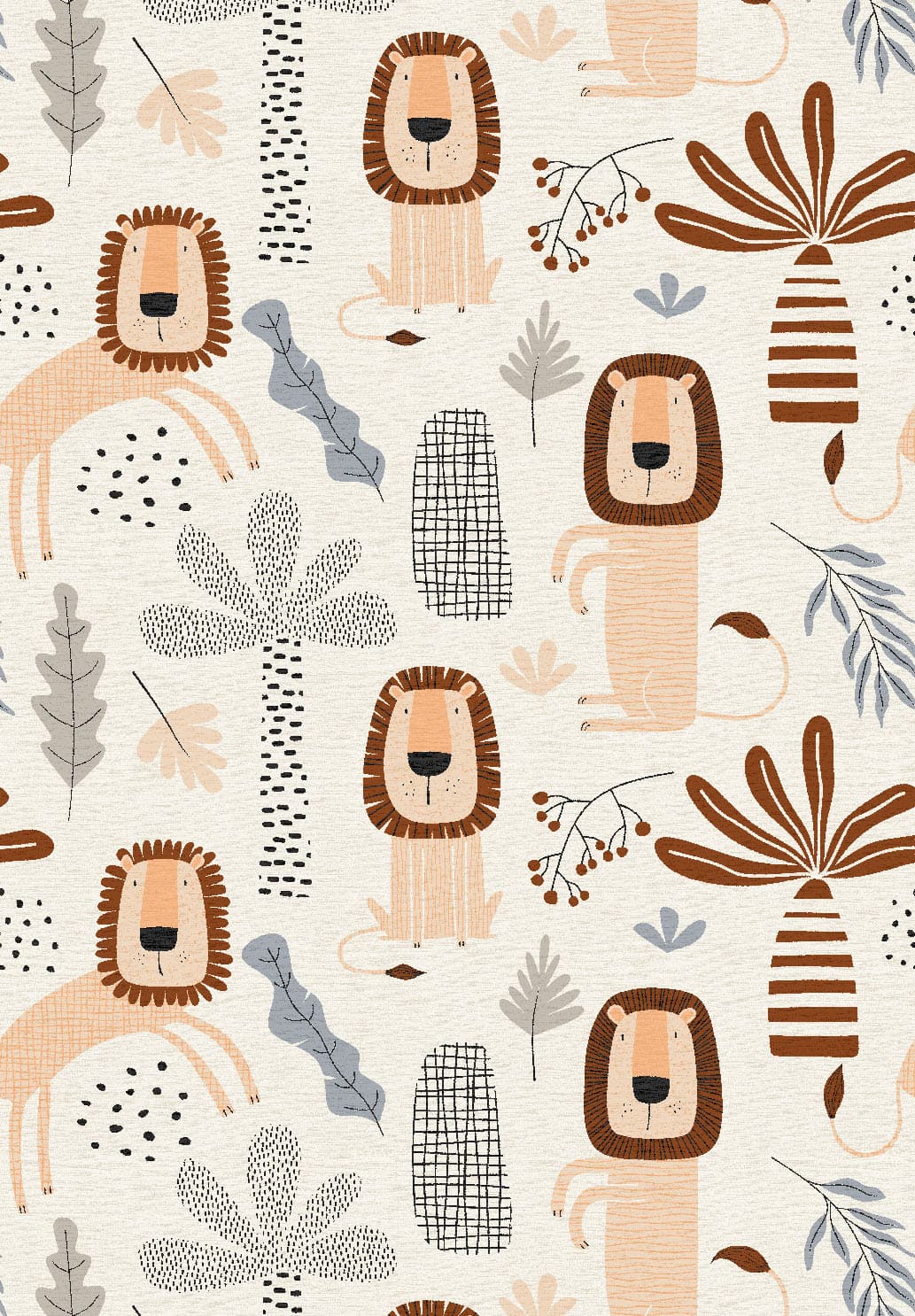 Barnmatta - Lion Friends (beige) (Storlek: 120 x 170 cm)