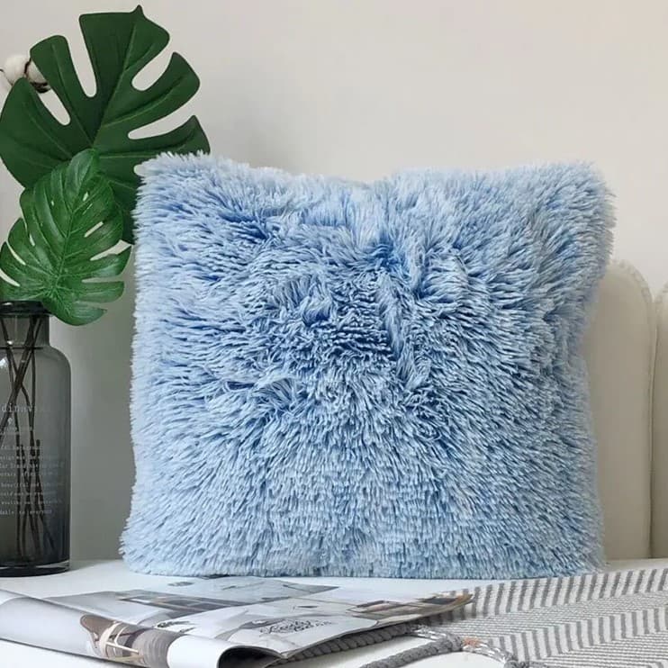 Kuddfodral - Fuzzy (blå) (Storlek: 45 x 45 cm)