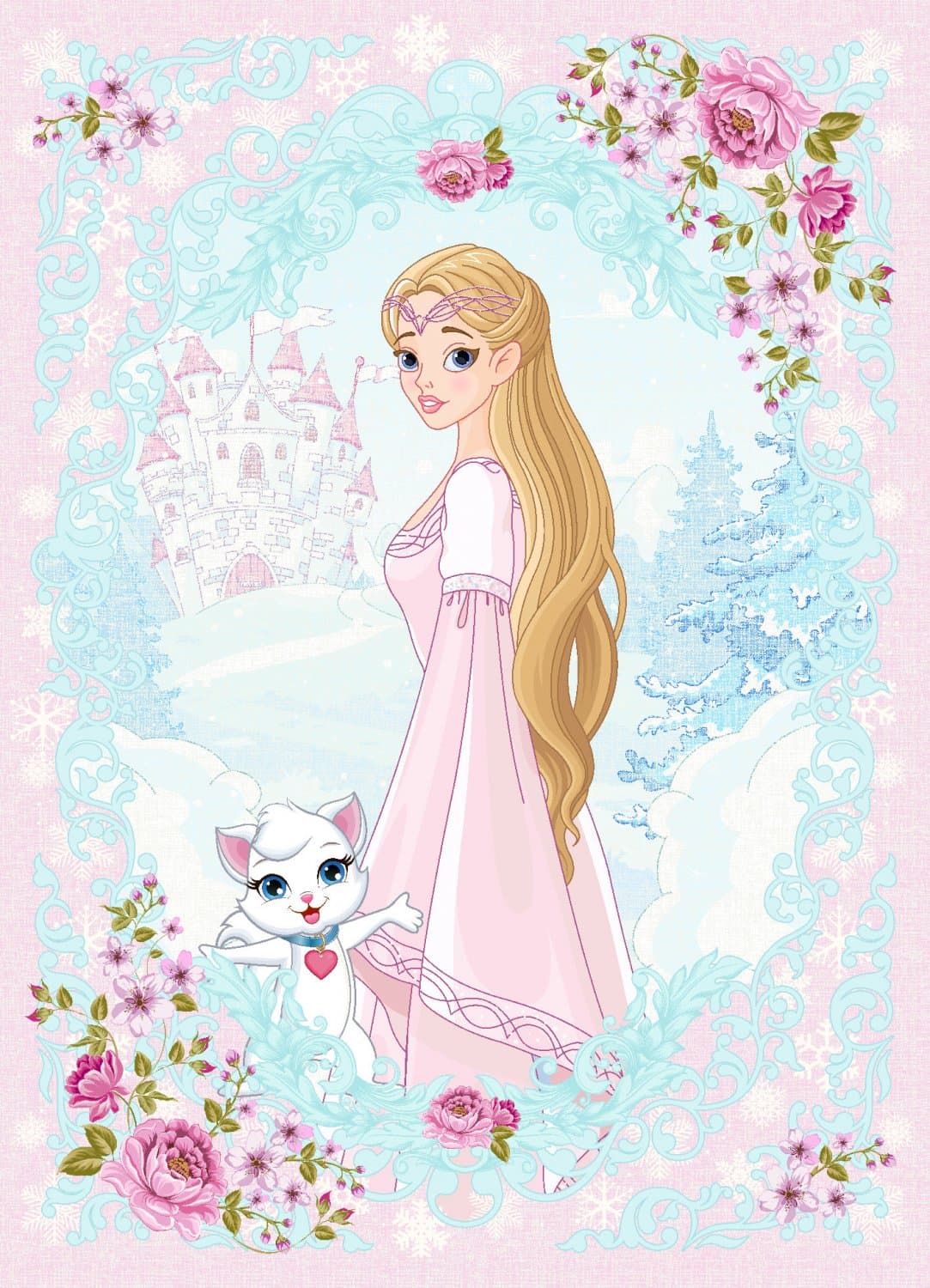 Barnmatta - Fairytale (rosa/multi) (Storlek: 120 x 170 cm)