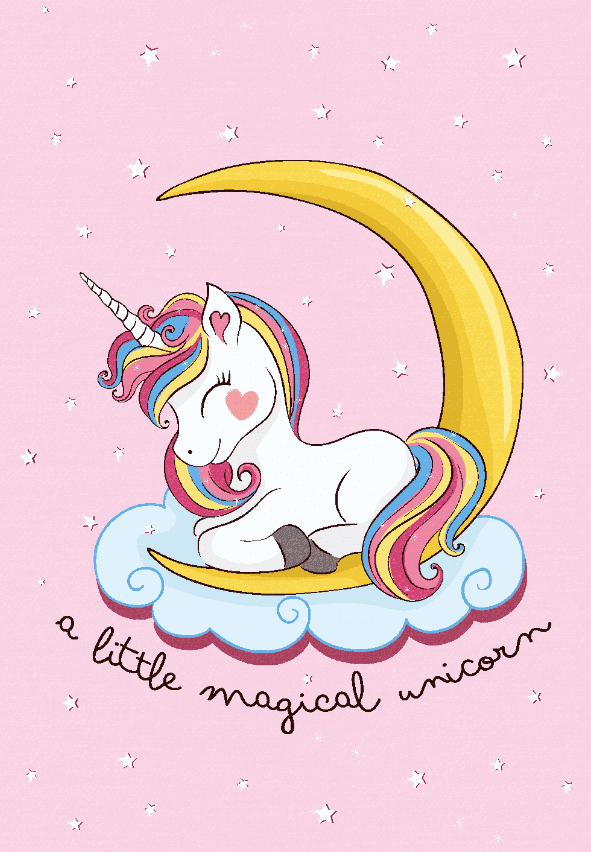 Barnmatta - Magical Unicorn (rosa) (Storlek: 120 x 170 cm)