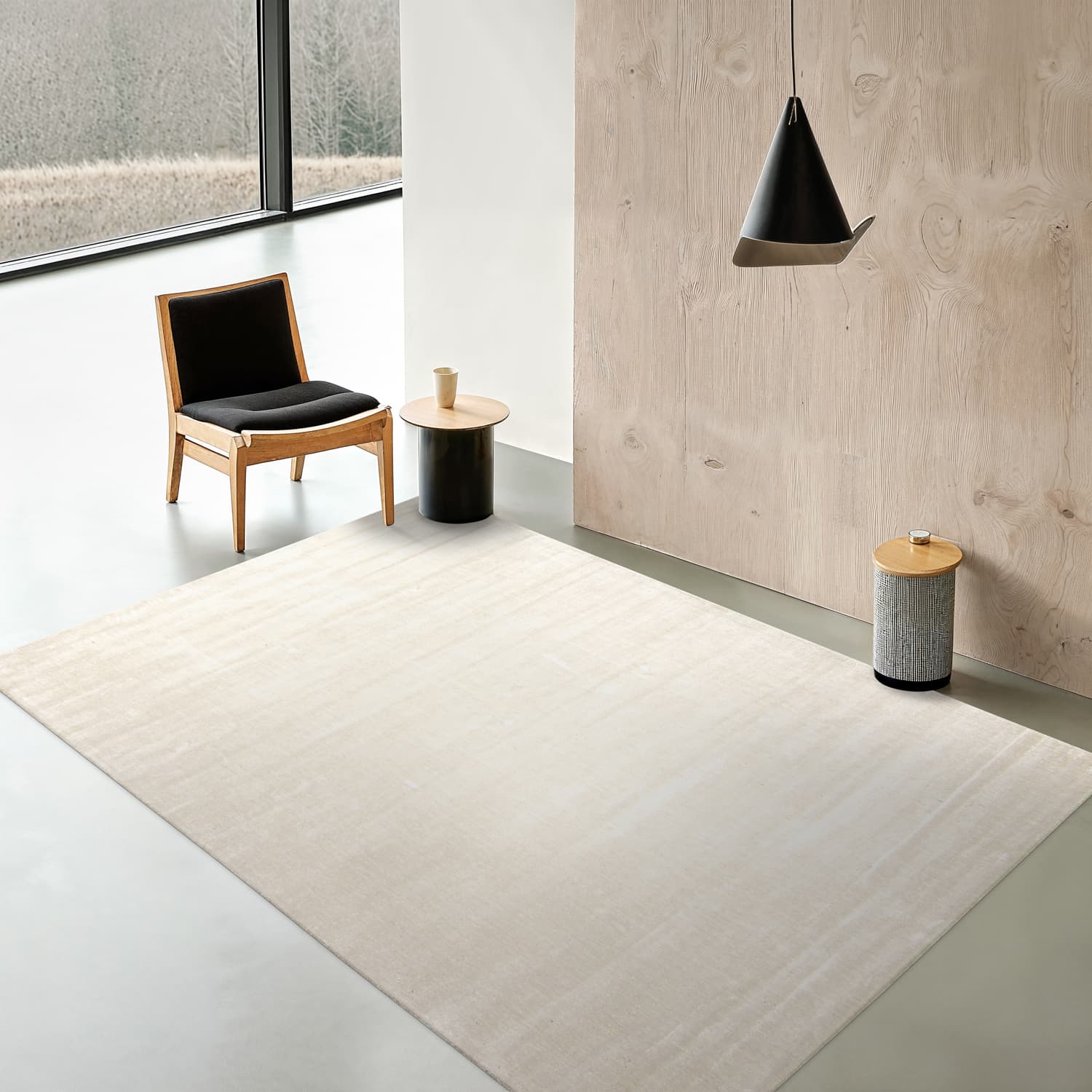 Recycled PET with viscose look (offwhite) (Storlek: 200 x 290 cm)