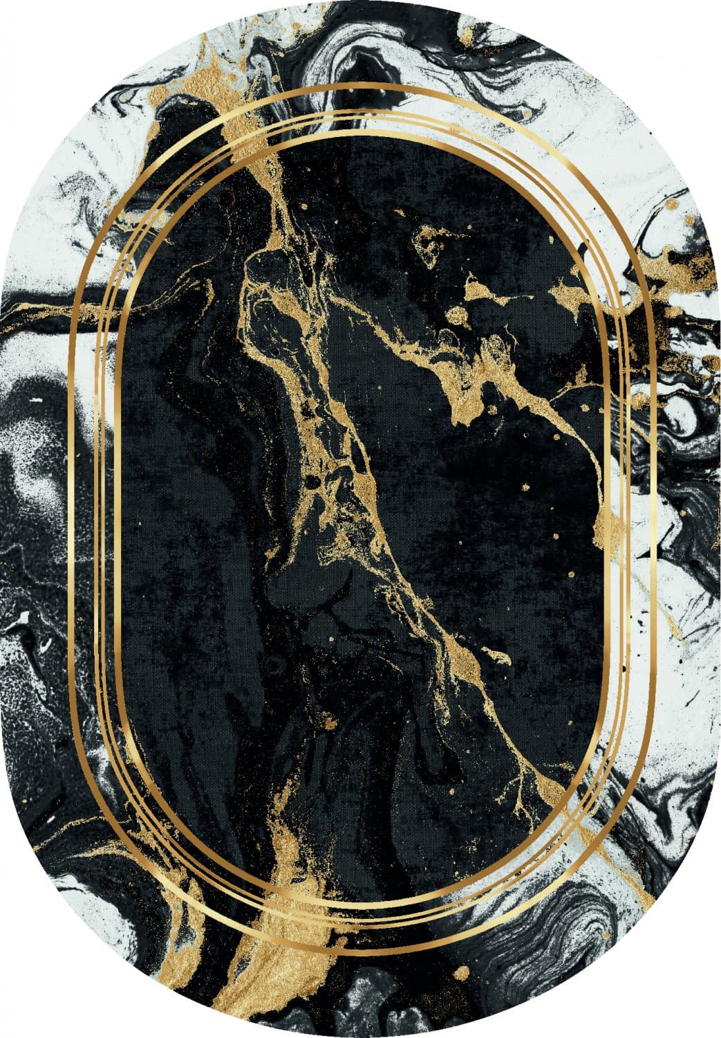 Oval matta - Emery (svart) (Storlek: 160 x 230 cm)