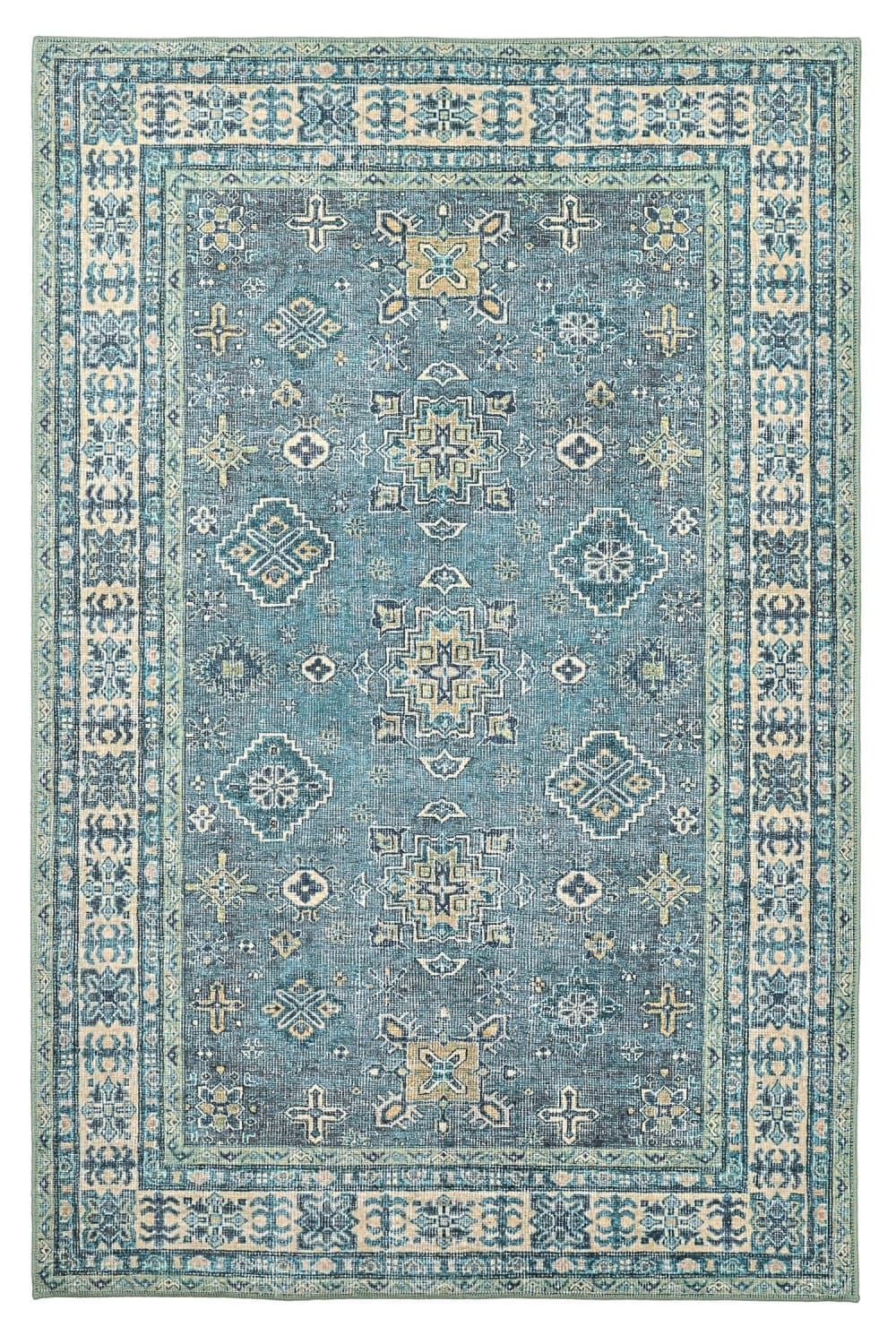 Flatvävd matta - Benaluna (blå/grön) (Storlek: 190 x 280 cm)