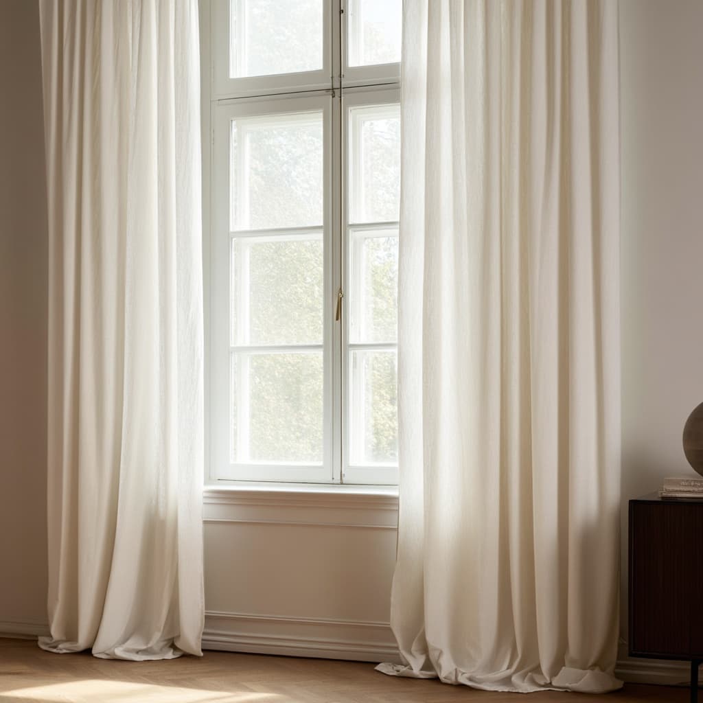 Gardiner - Linne-look Gardin Andrada (beige) (Storlek: 140 x 220 cm)
