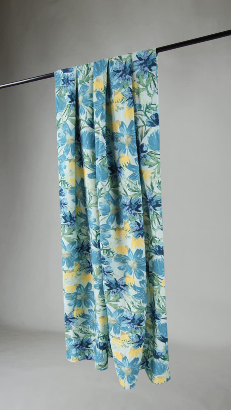 Gardiner - Bomullsgardin Cutie (blå) (Storlek: 140 x 300 cm)