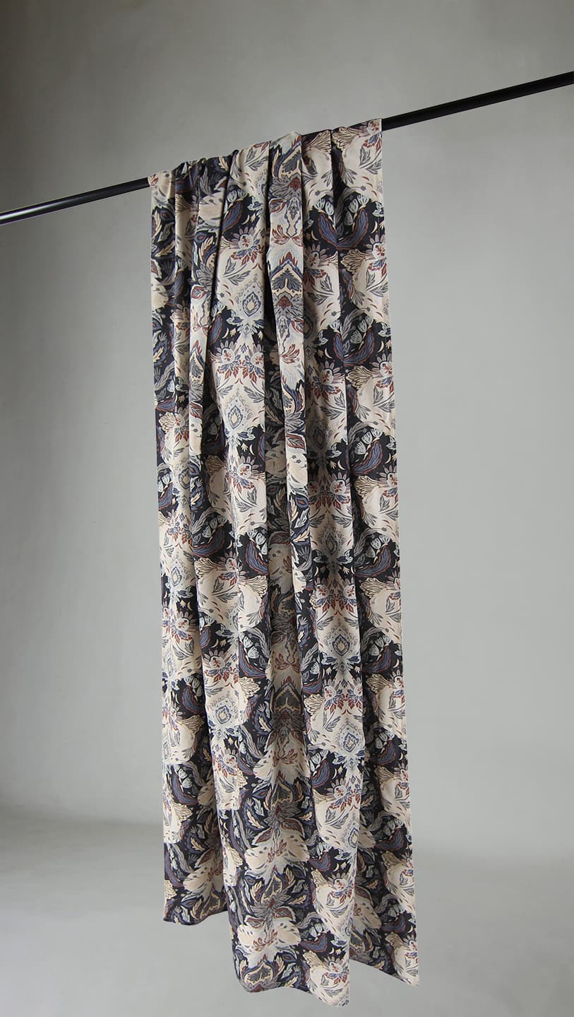 Gardiner - Bomullsgardin Paula (blå) (Storlek: 140 x 250 cm)