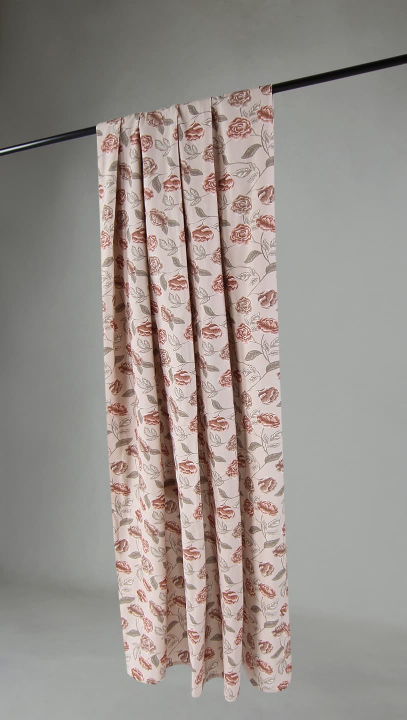 Gardiner - Bomullsgardin Wreath (rosa) (Storlek: 140 x 300 cm)