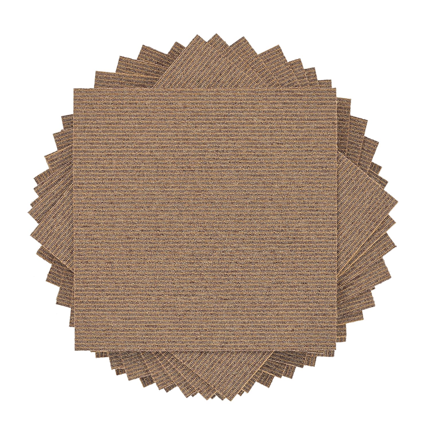 Heltäckningsmatta - Almeria Textilplattor 24-pack (randig brun) (Storlek: 50 x 50 cm)