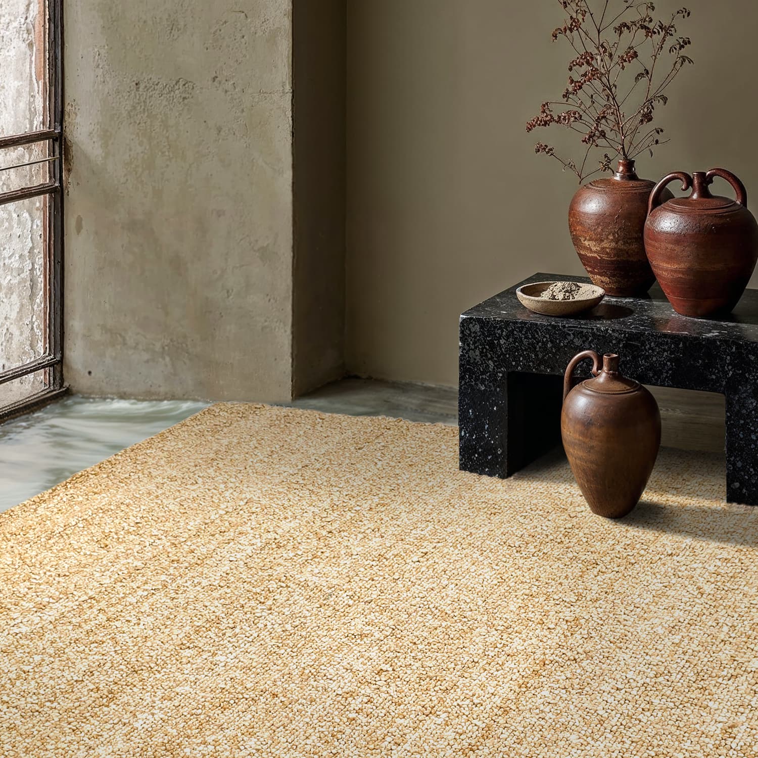 Inomhus/utomhusmatta - Milford Wool Look (gul) (Storlek: 80 x 150 cm)