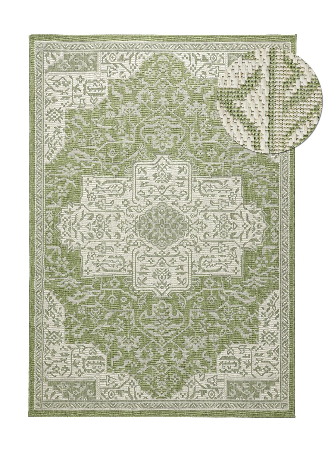 Inomhus/utomhusmatta - Dhamar (grön) (Storlek: 80 x 150 cm)