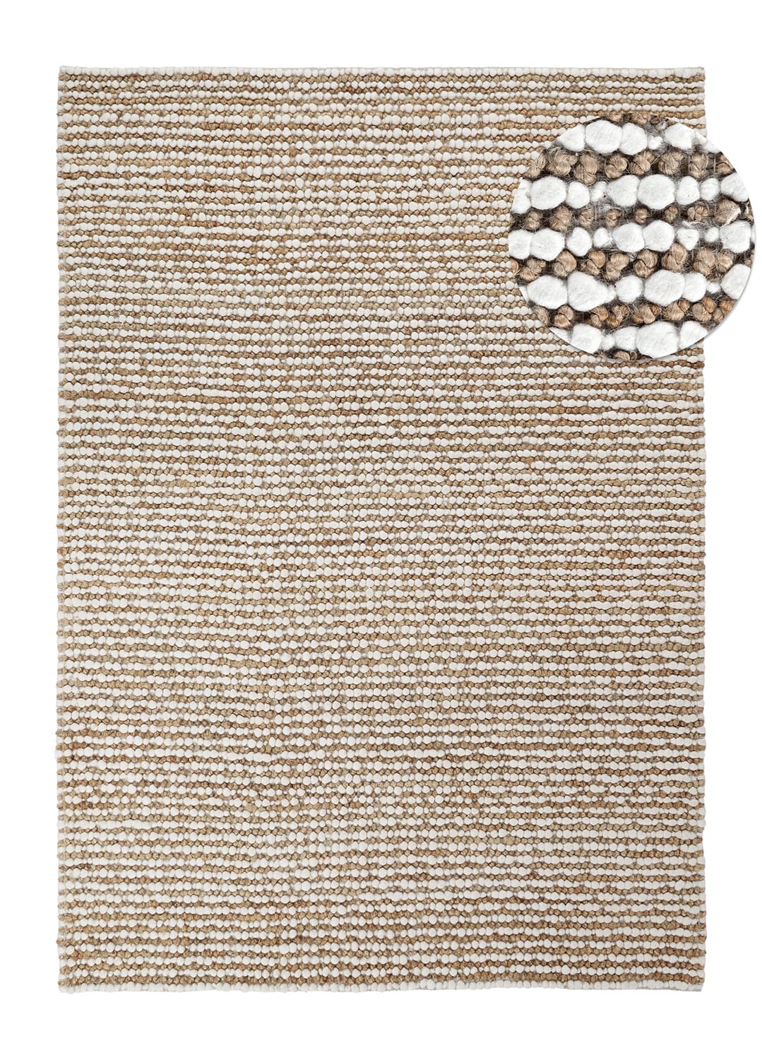 Jutematta - Bally Jute/wool Bubble (natur/vit) (Storlek: 240 x 340 cm)