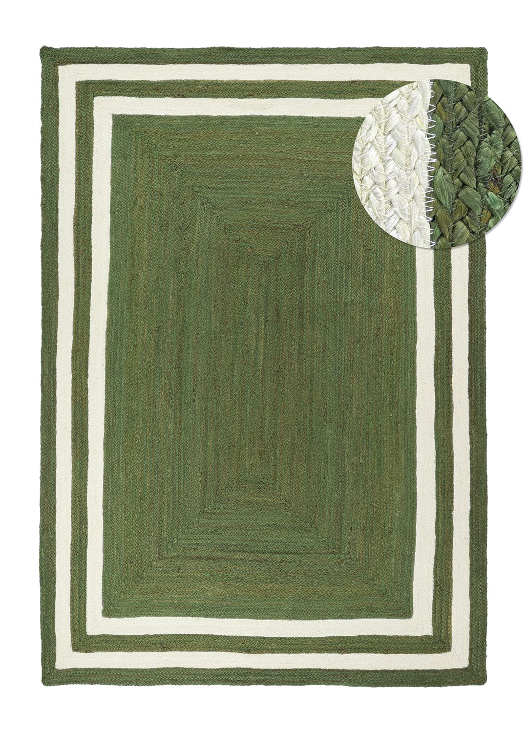 Jutematta - Jessore (militärgrön/vit) (Storlek: 200 x 290 cm)
