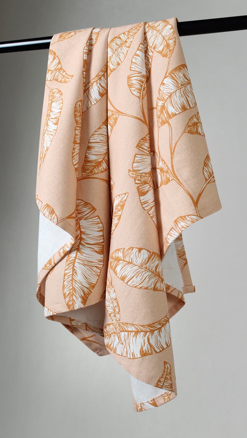 Kökshandduk 2-pack - Leaves (orange) (Storlek: 50 x 70 cm)