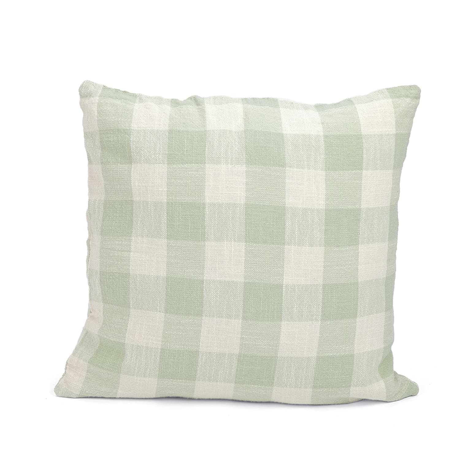 Kuddfodral - Isela check cotton cushion cover (cream/ljusgrön) (Storlek: 45 x 45 cm)
