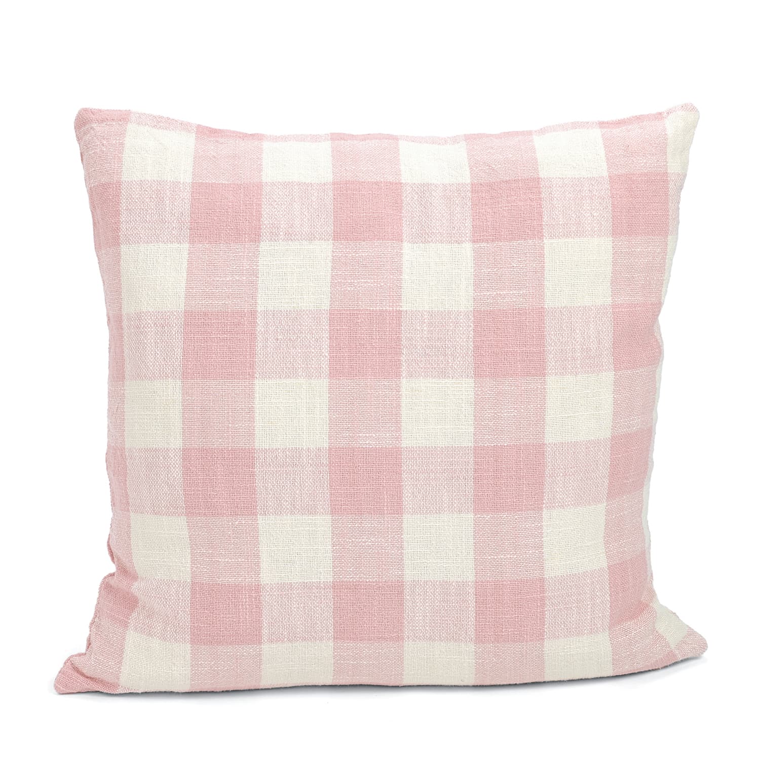 Kuddfodral - Isela check cotton cushion cover (cream/rosa) (Storlek: 45 x 45 cm)