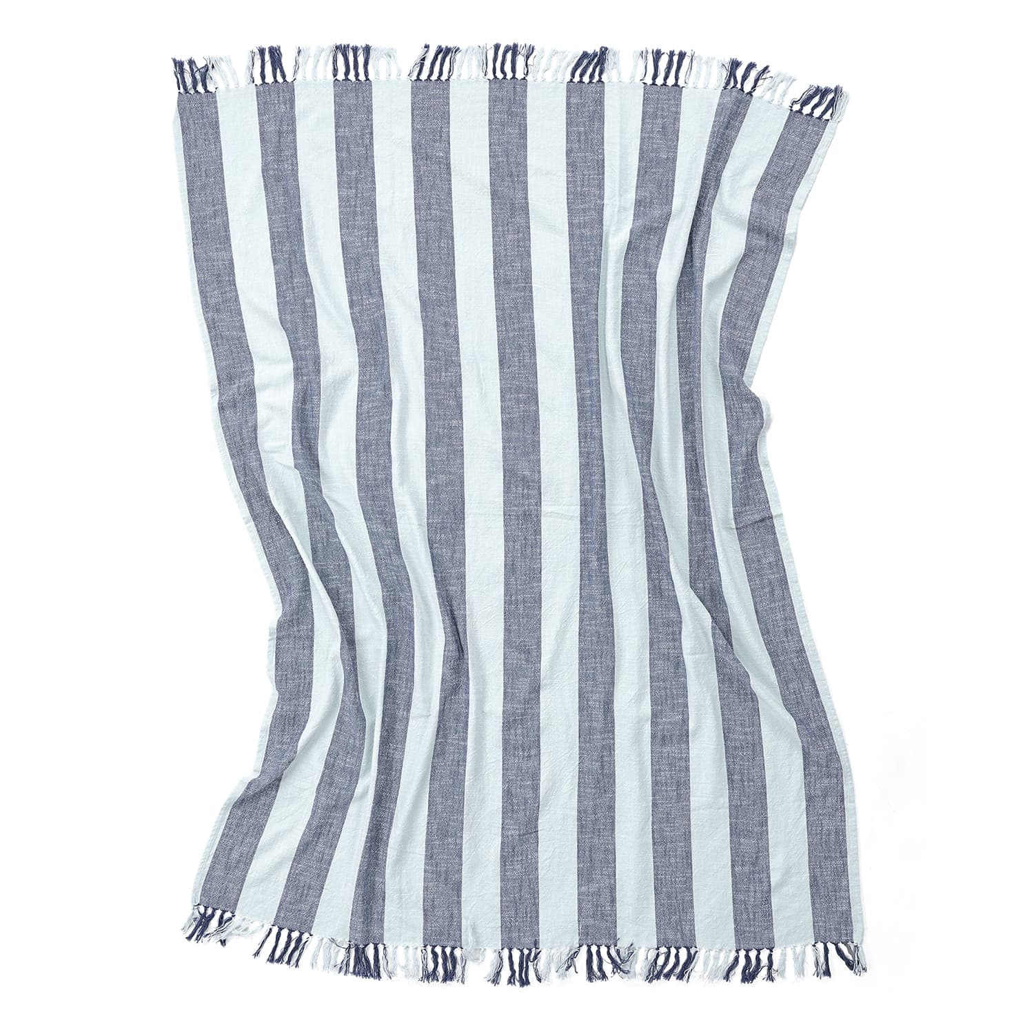 Filtar - Kora stripe cotton throw (navy/ljusblå) (Storlek: 130 x 170 cm)