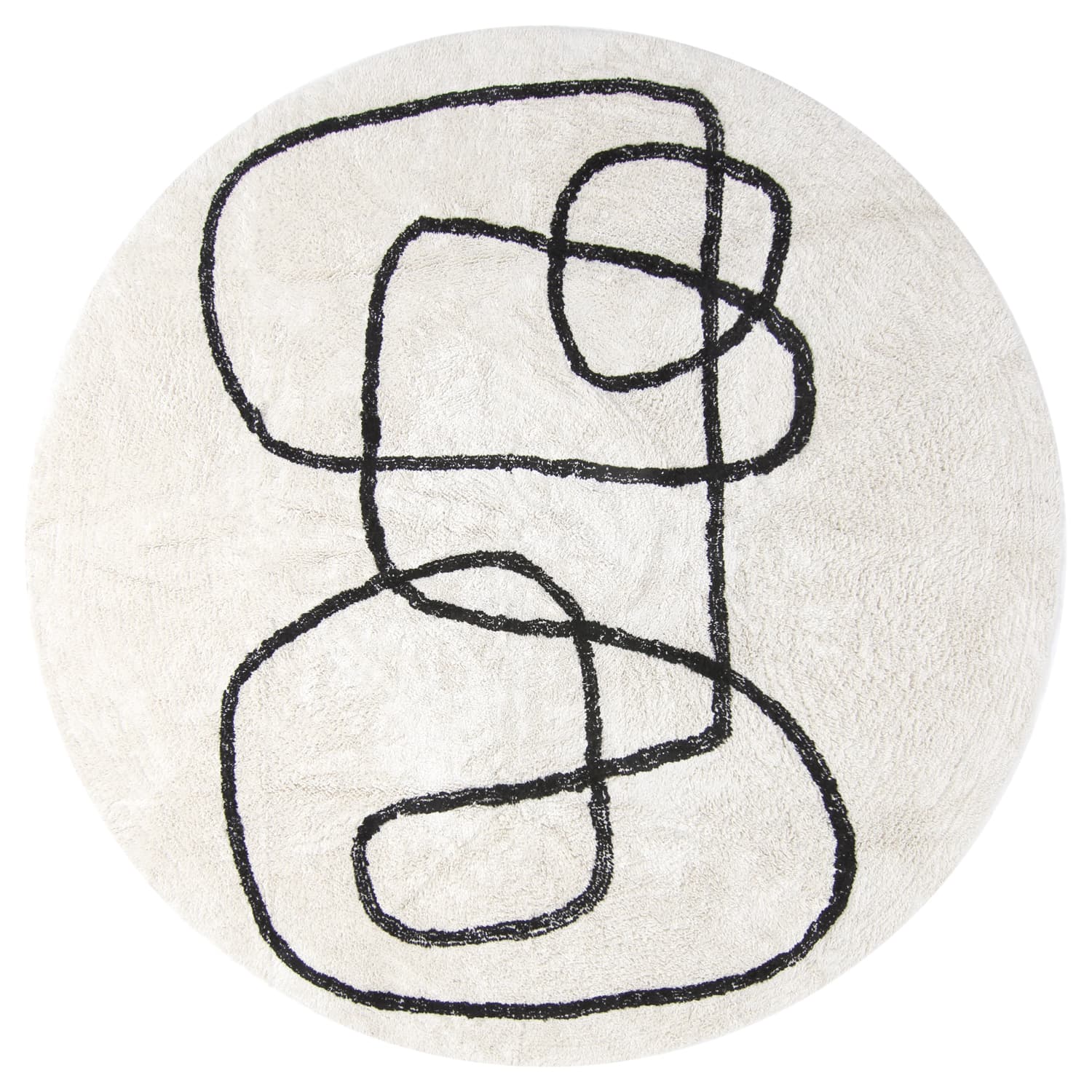 Rund matta - Bavello Natural Cotton Shaggy (offwhite/svart) (Storlek: Ø 160 cm)