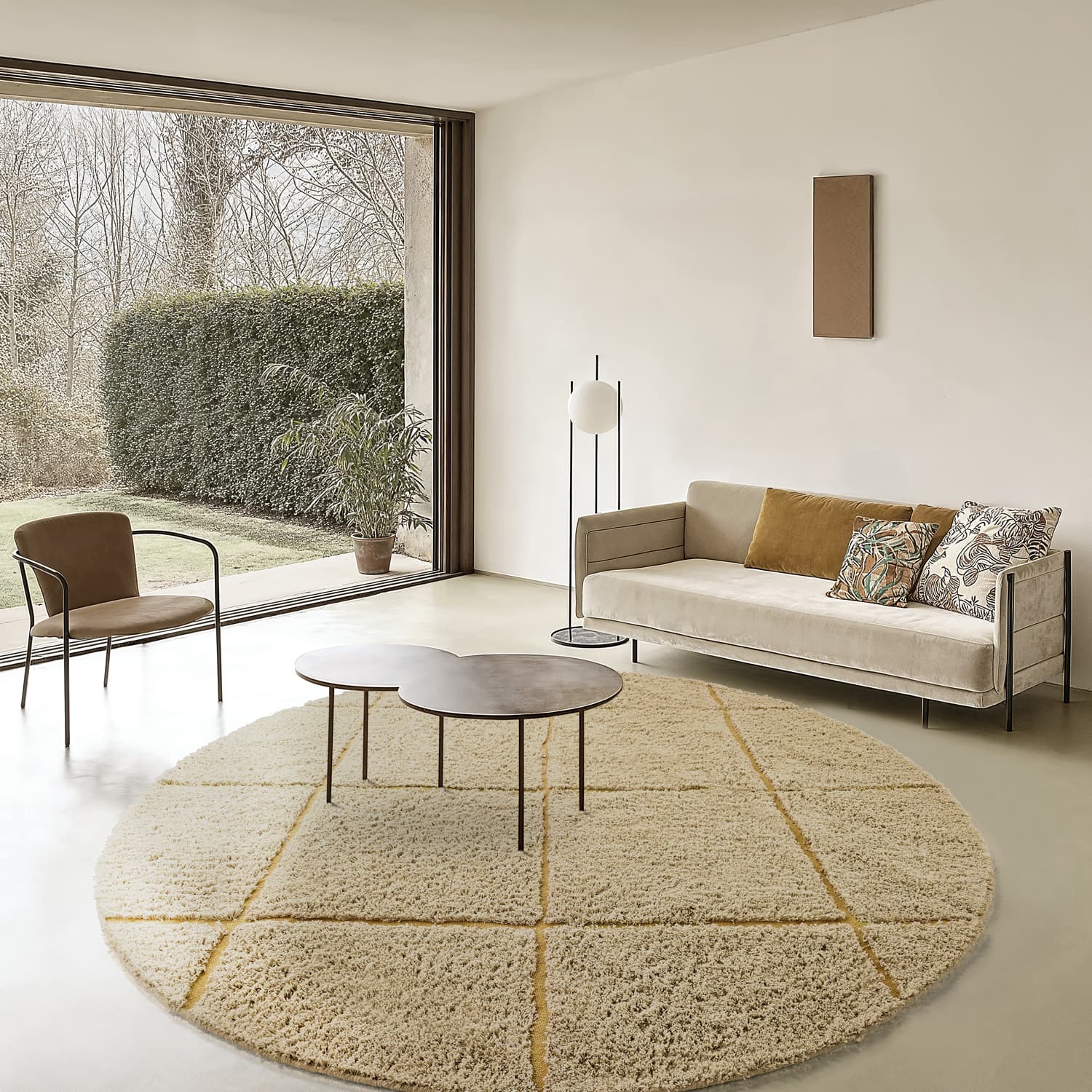 Rund matta - Bellevue Natural Cotton Shaggy (beige/brun) (Storlek: Ø 200 cm)