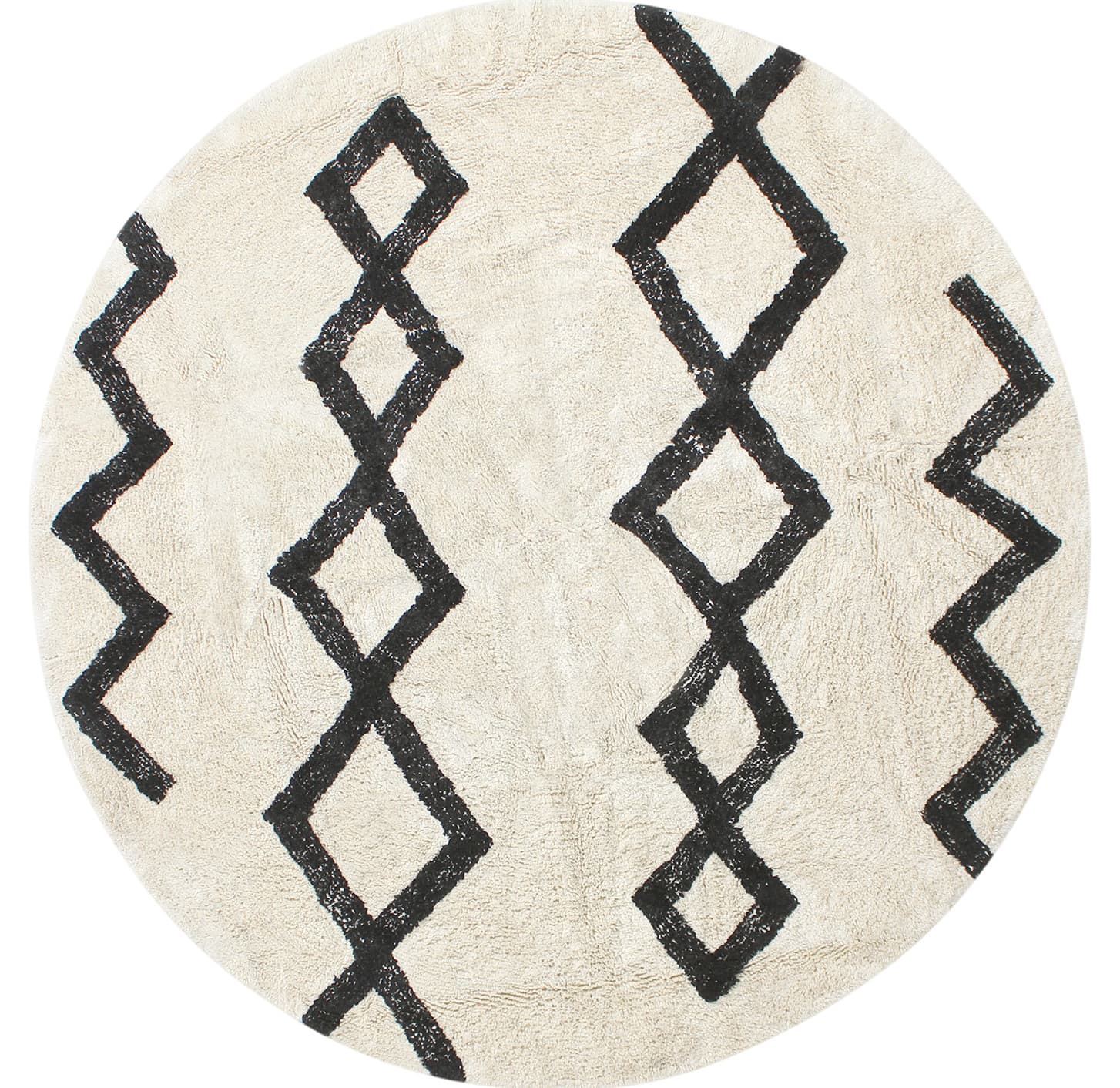 Rund matta - Chablis Natural Cotton Shaggy (offwhite/svart) (Storlek: Ø 160 cm)