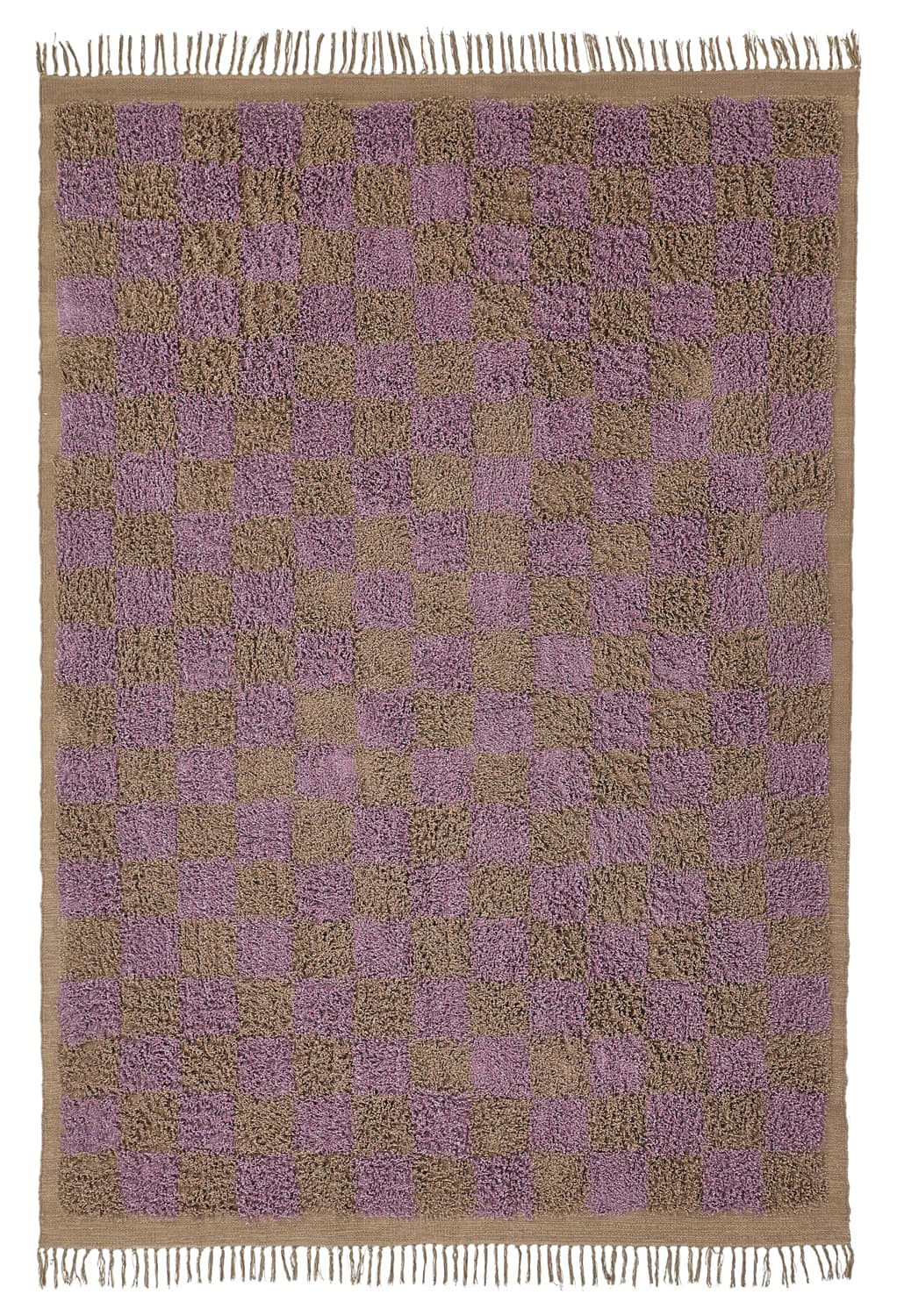 Ryamattor - Elsey Natural Cotton Shaggy (brun/lila) (Storlek: 200 x 290 cm)