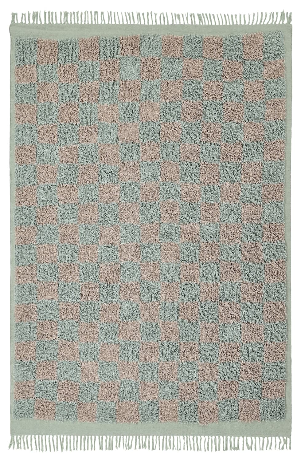 Ryamattor - Elsey Natural Cotton Shaggy (grå/rosa) (Storlek: 80 x 150 cm)