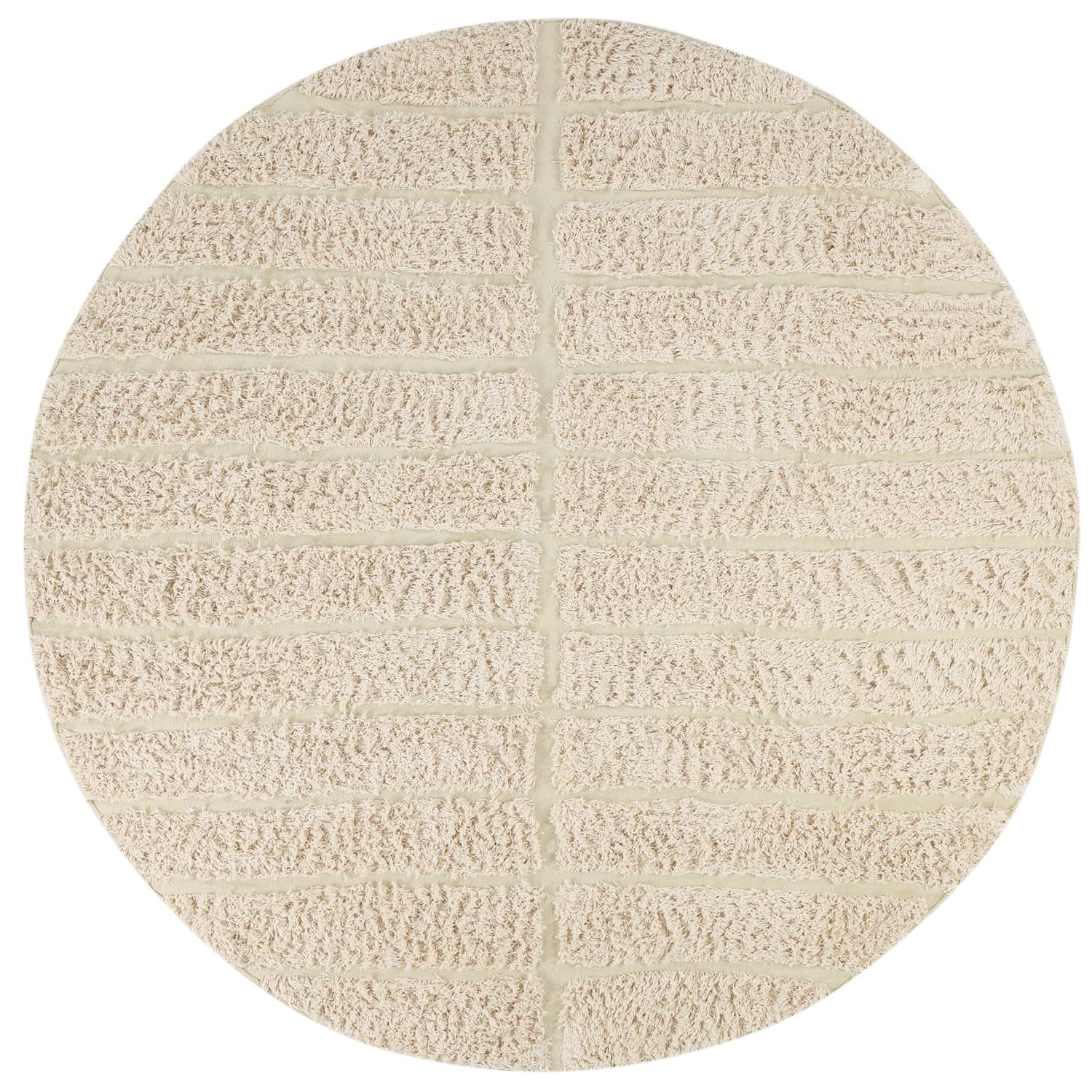 Rund Matta - Ikara Natural Cotton Shaggy (creme) (Storlek: Ø 200 cm)