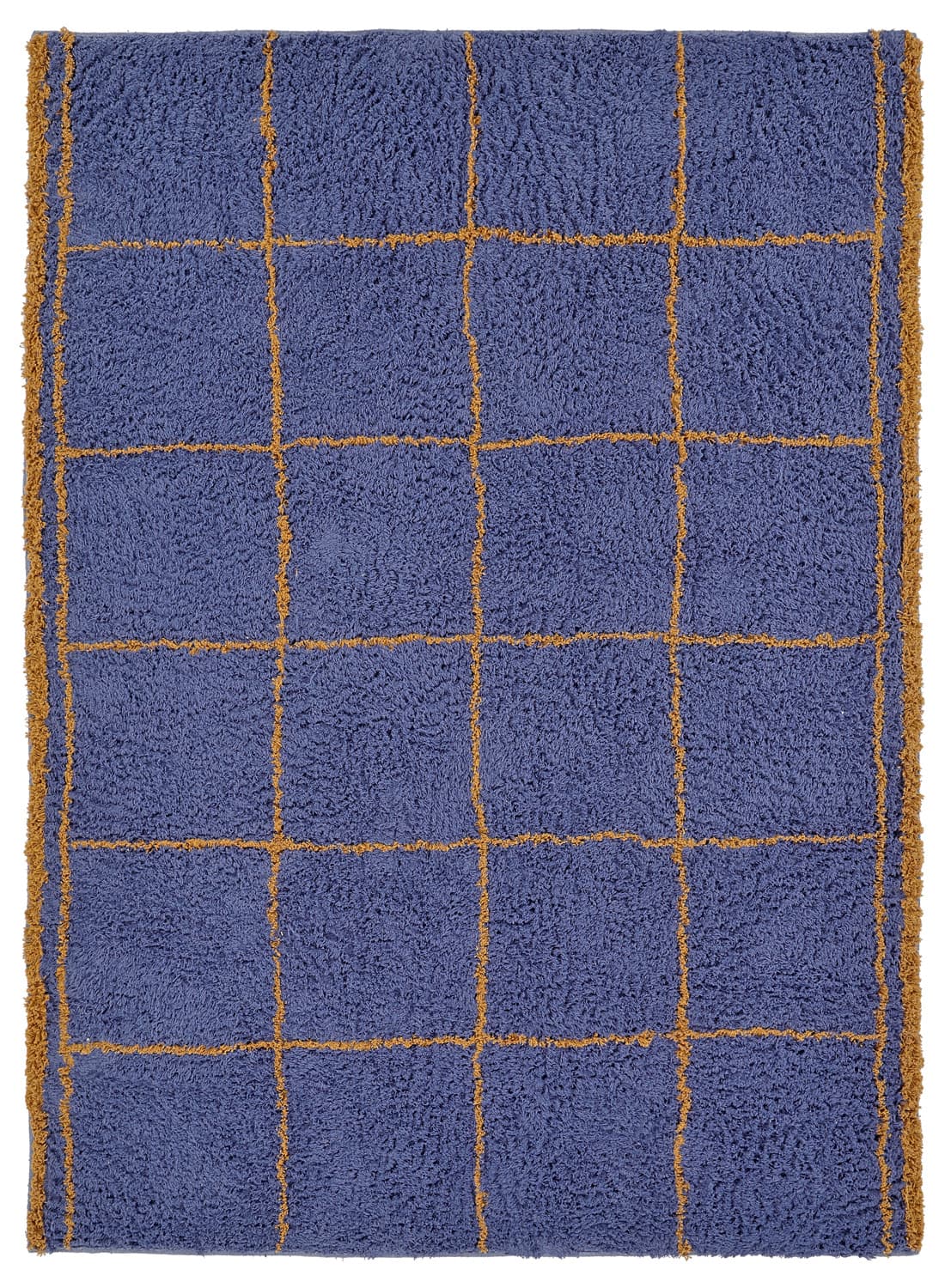 Ryamattor - Lana Natural Cotton Shaggy (blå/gul) (Storlek: 240 x 340 cm)