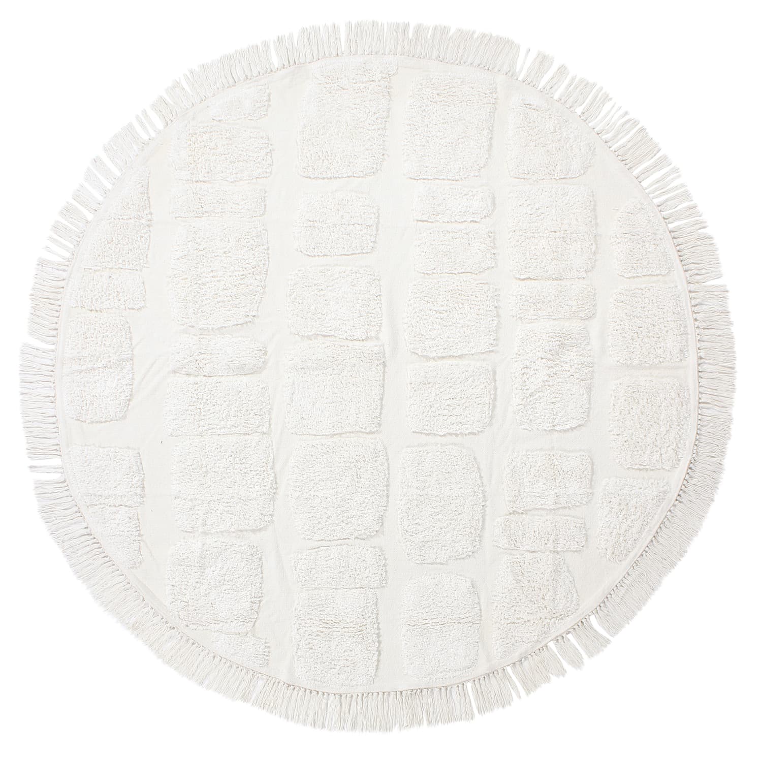 Rund matta - Salem Natural Cotton Shaggy (offwhite) (Storlek: Ø 200 cm)