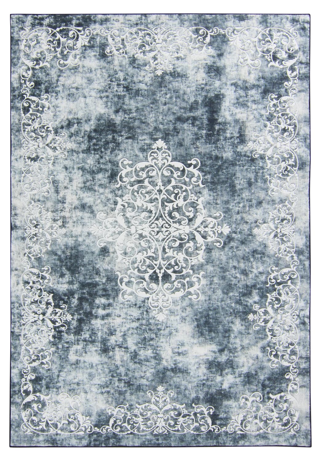 Wiltonmatta - Santi (blågrå/vit) (Storlek: 200 x 280 cm)