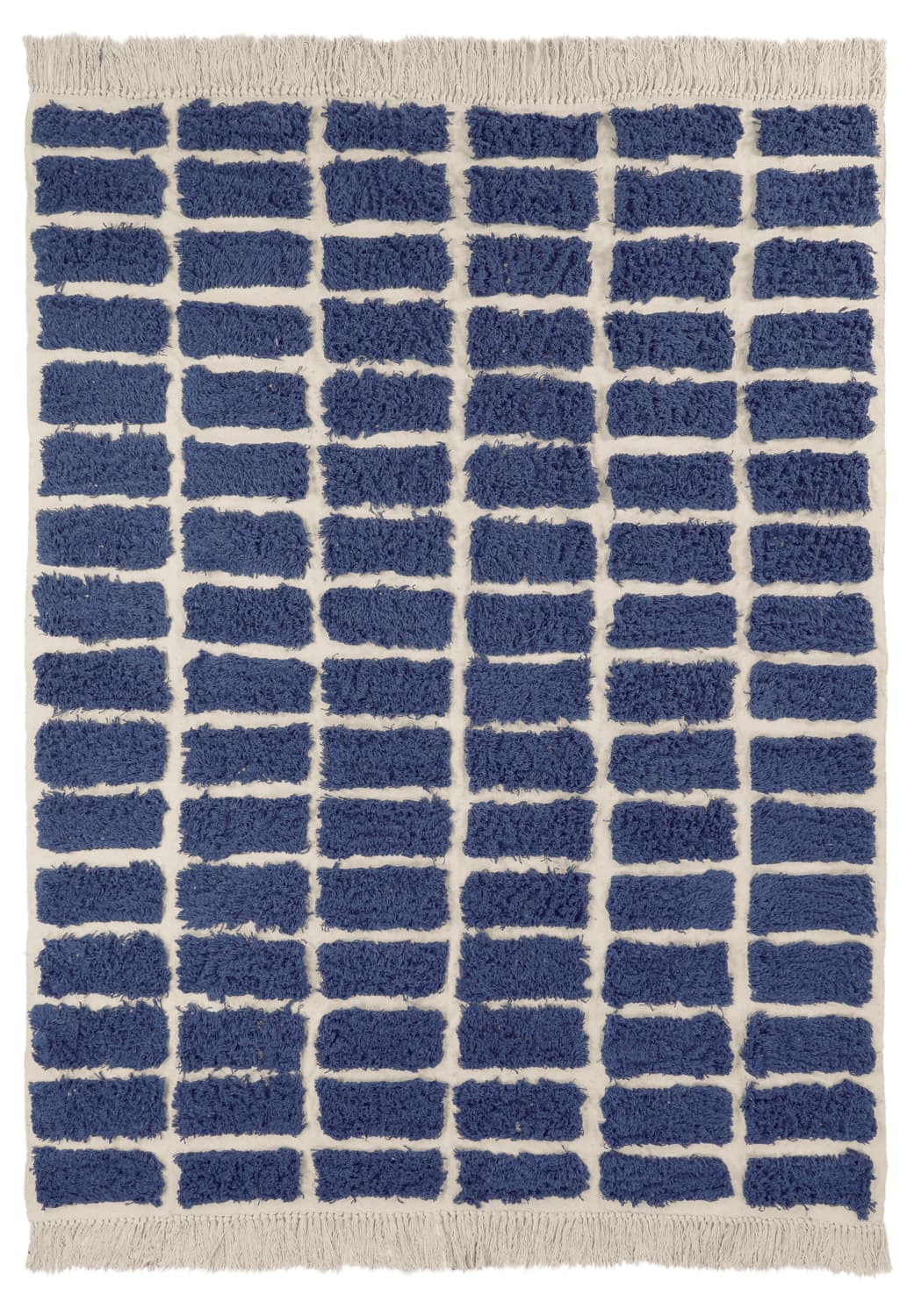 Ryamattor - Zola Natural Cotton Shaggy (blå) (Storlek: 200 x 290 cm)