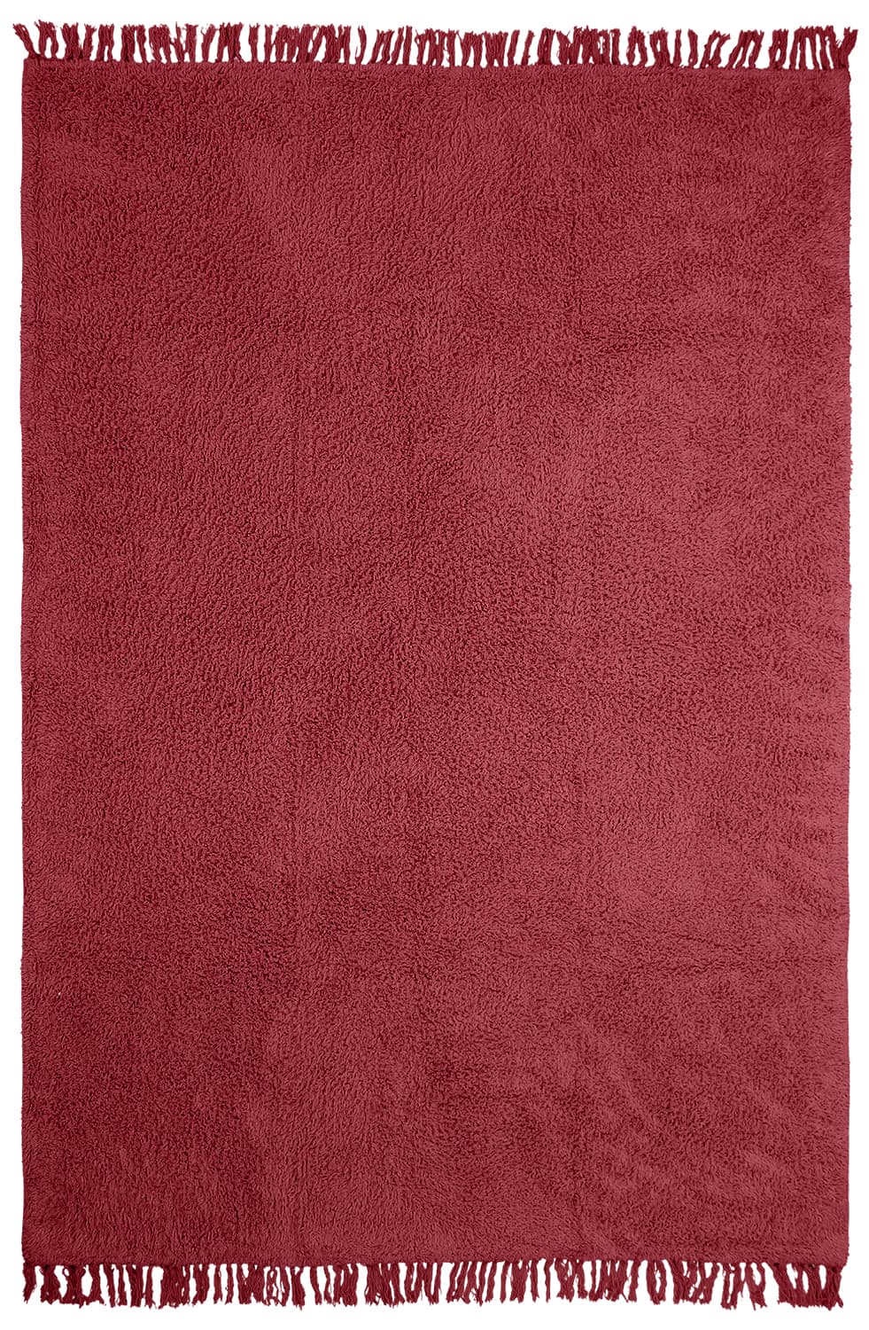 Ryamattor - Alba Natural Cotton Shaggy (vinröd) (Storlek: 160 x 230 cm)