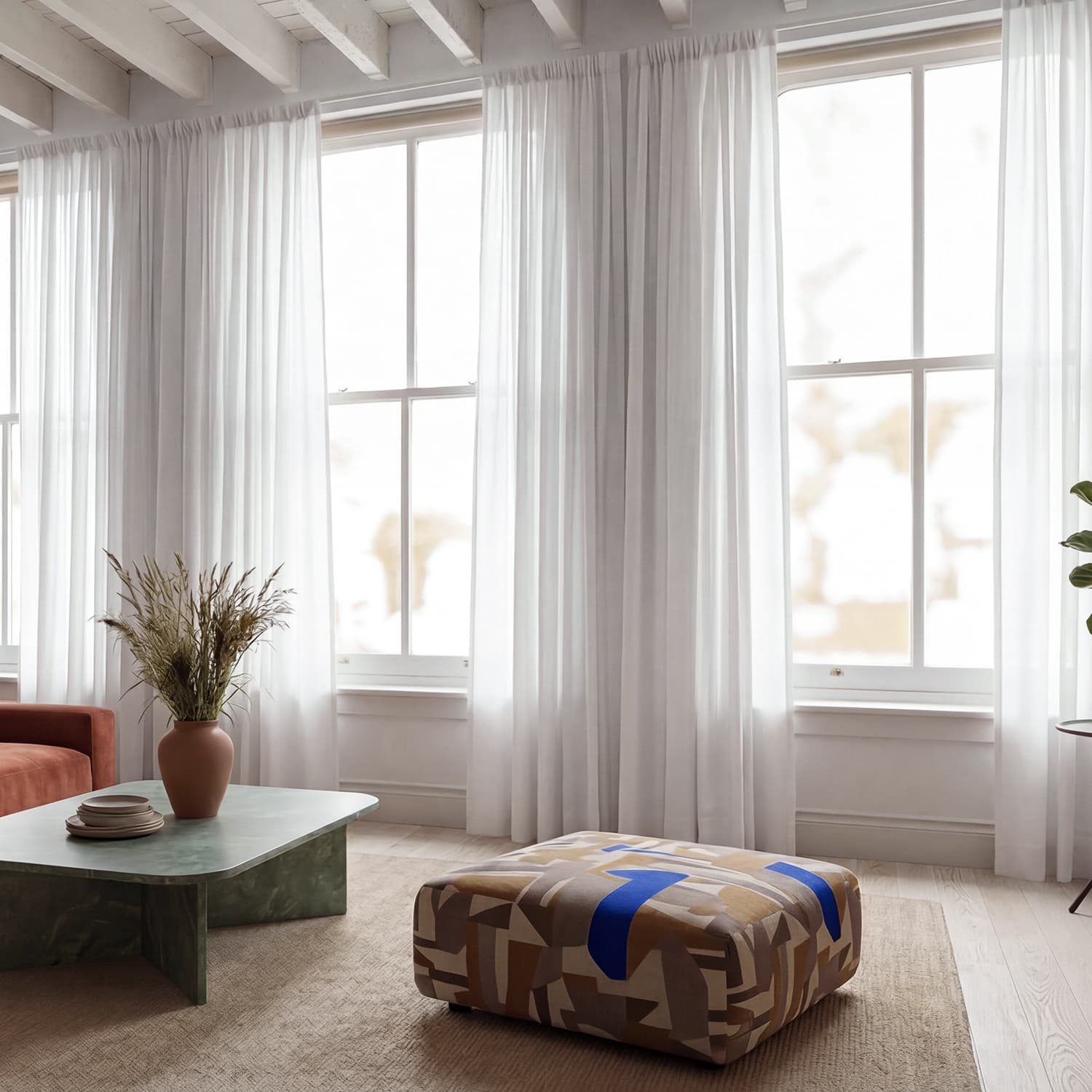 Gardiner 2-Pack - Linnegardin Noemi (vit) (Storlek: 140 x 250 cm)