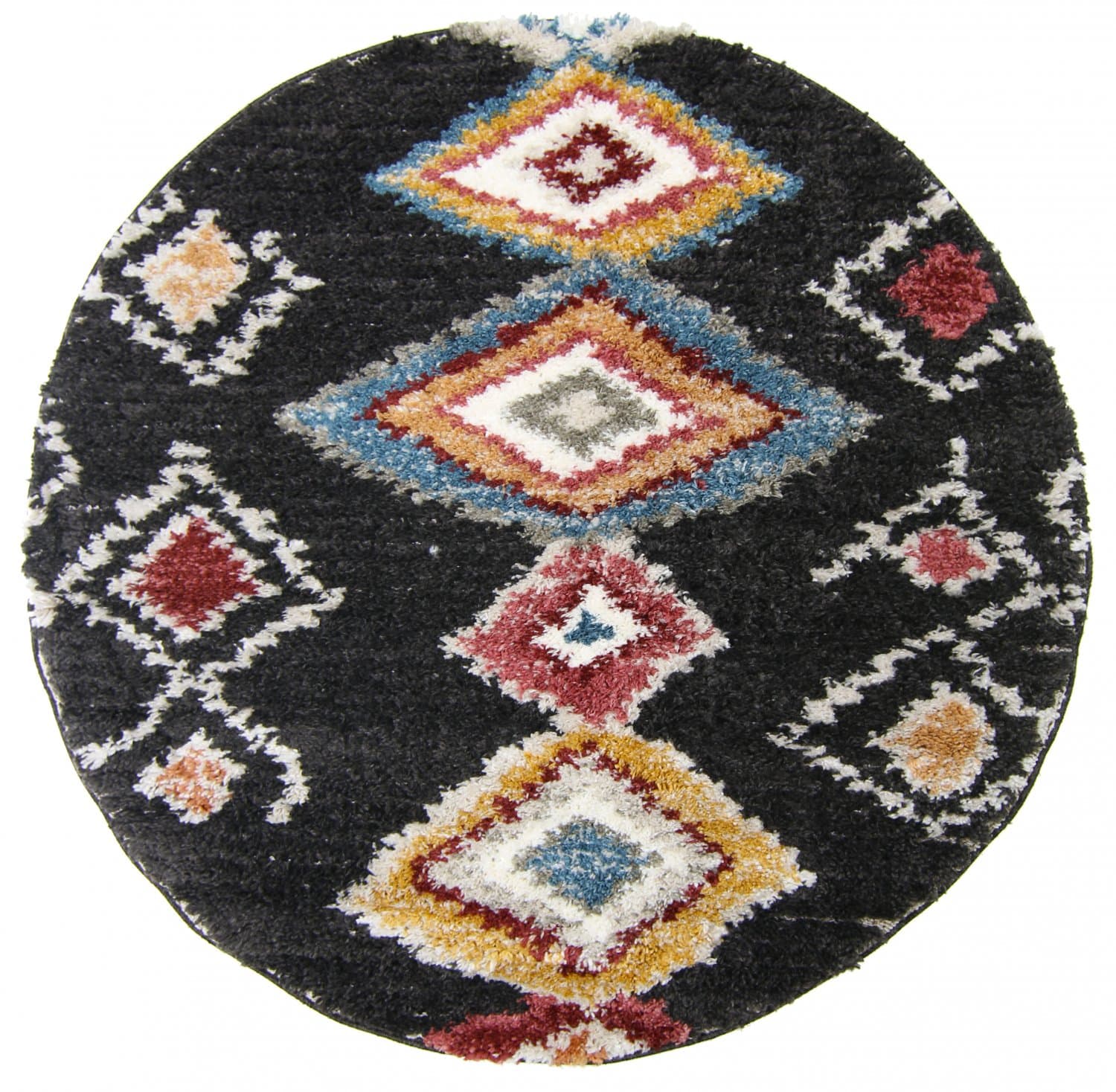 Runda mattor - Macchia (svart/multi) (Storlek: Ø 200 cm)