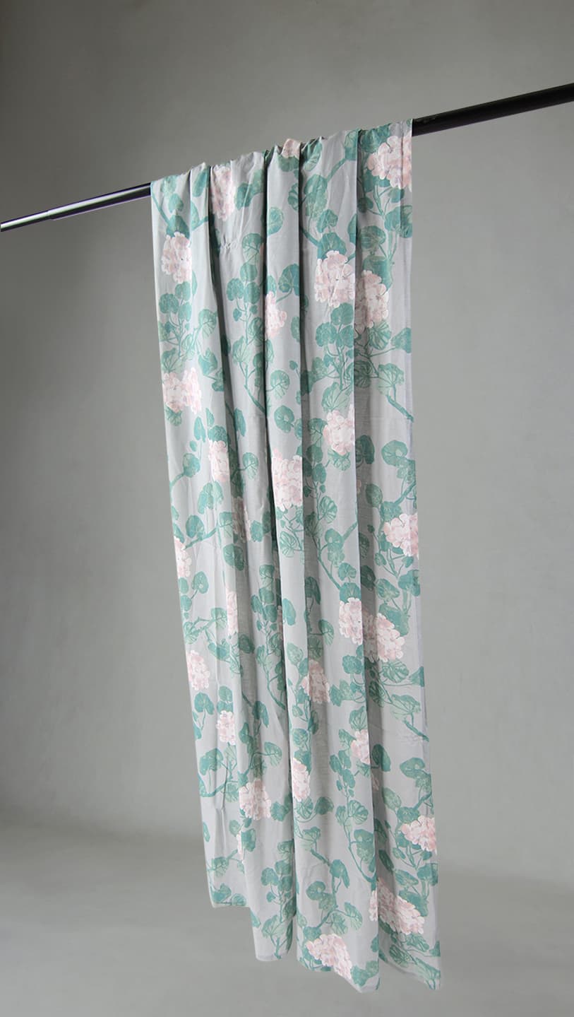 Gardiner - Bomullsgardin Amara (grå/rosa) (Storlek: 140 x 250 cm)