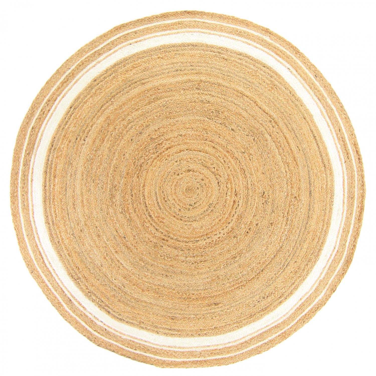 Runda mattor - Bundi (jute/vit) (Storlek: Ø 160 cm)