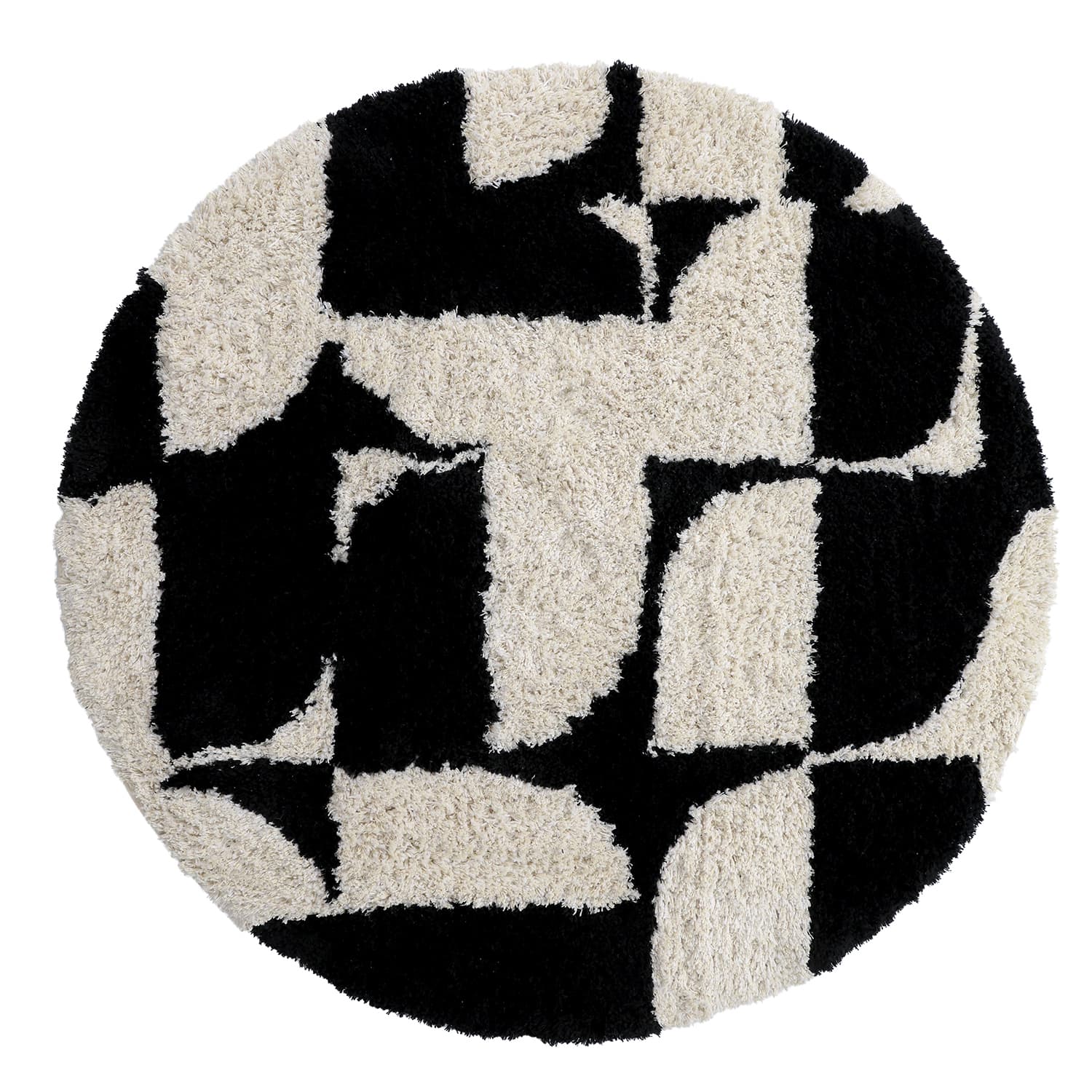 Rund matta - Marvao Natural Cotton Shaggy (offwhite/svart) (Storlek: Ø 120 cm)