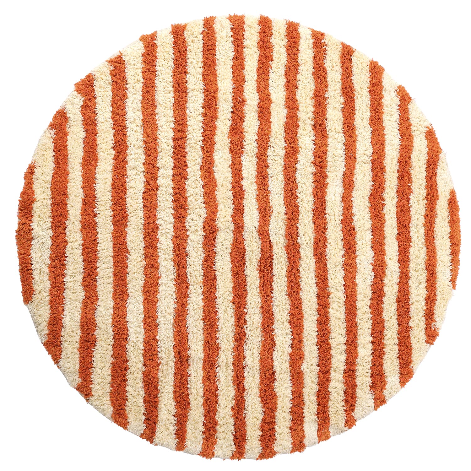 Rund matta - Thira Stripe Cotton Shaggy (ljusgul/ljusorange) (Storlek: Ø 160 cm)