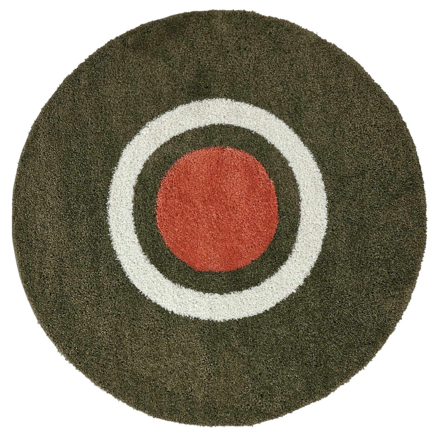 Runda mattor - Alsace (grön/vit/orange) (Storlek: Ø 200 cm)