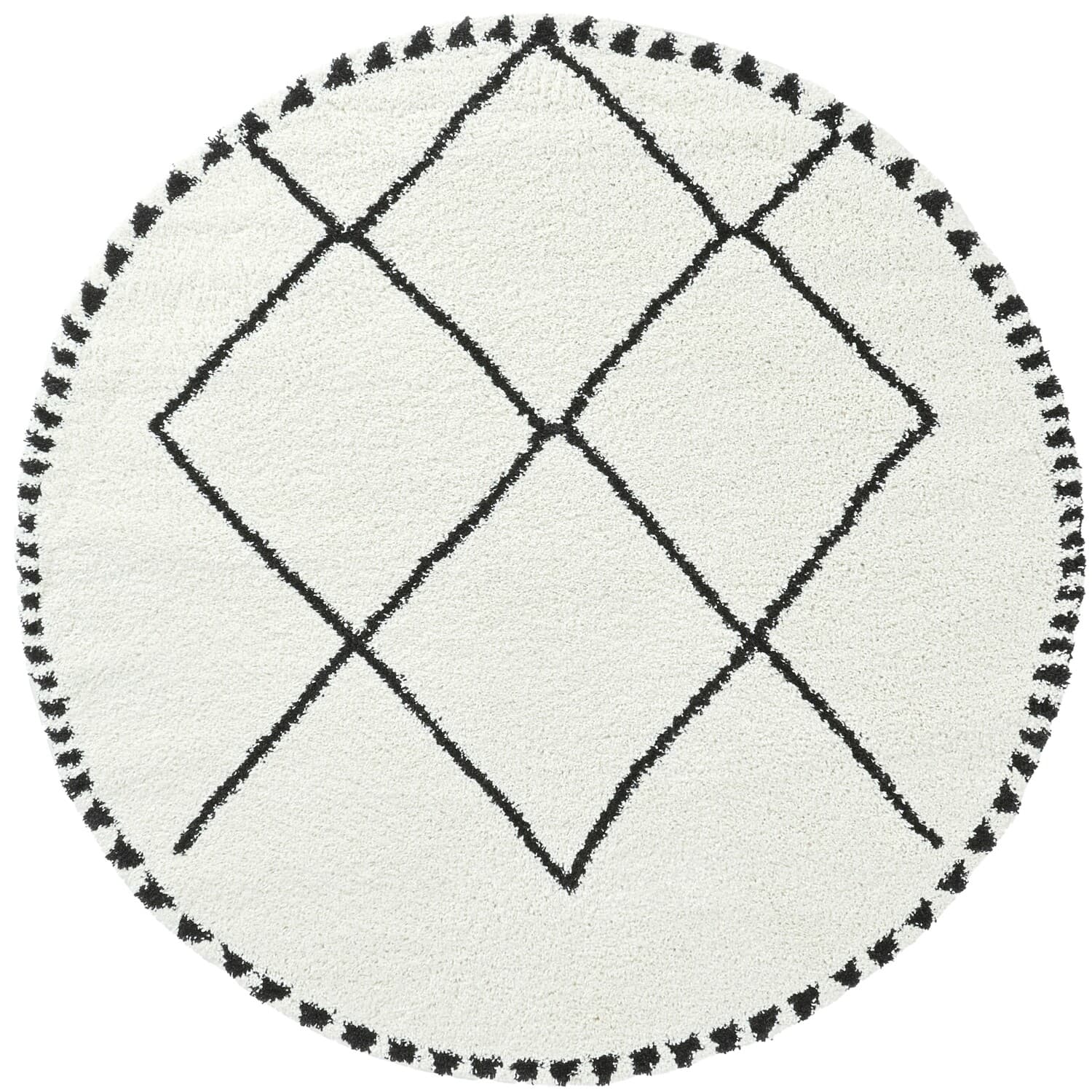 Runda mattor - Tiznit (vit/svart) (Storlek: Ø 200 cm)